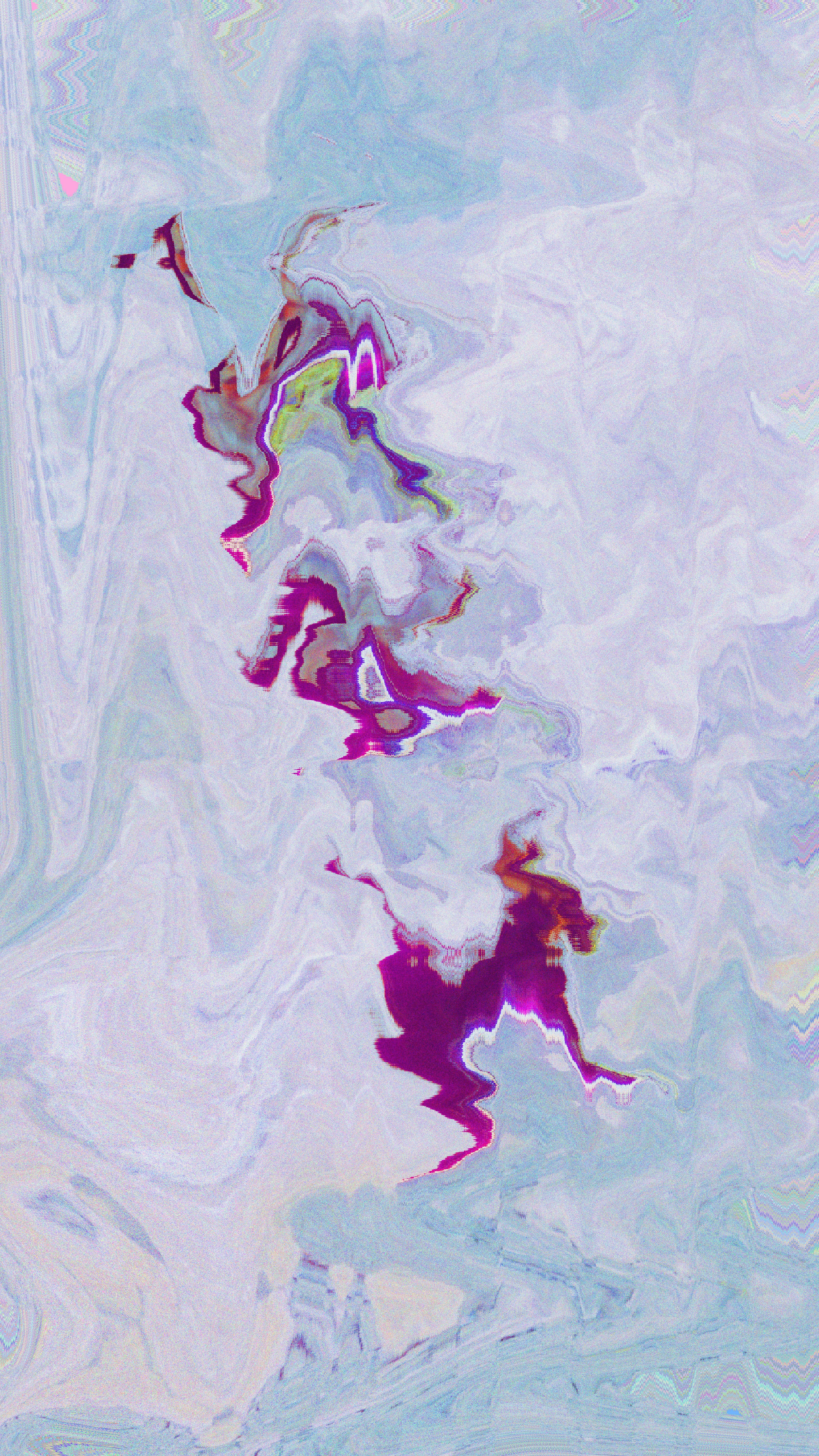 Fluid abstract art with swirling blue, white, and magenta hues.