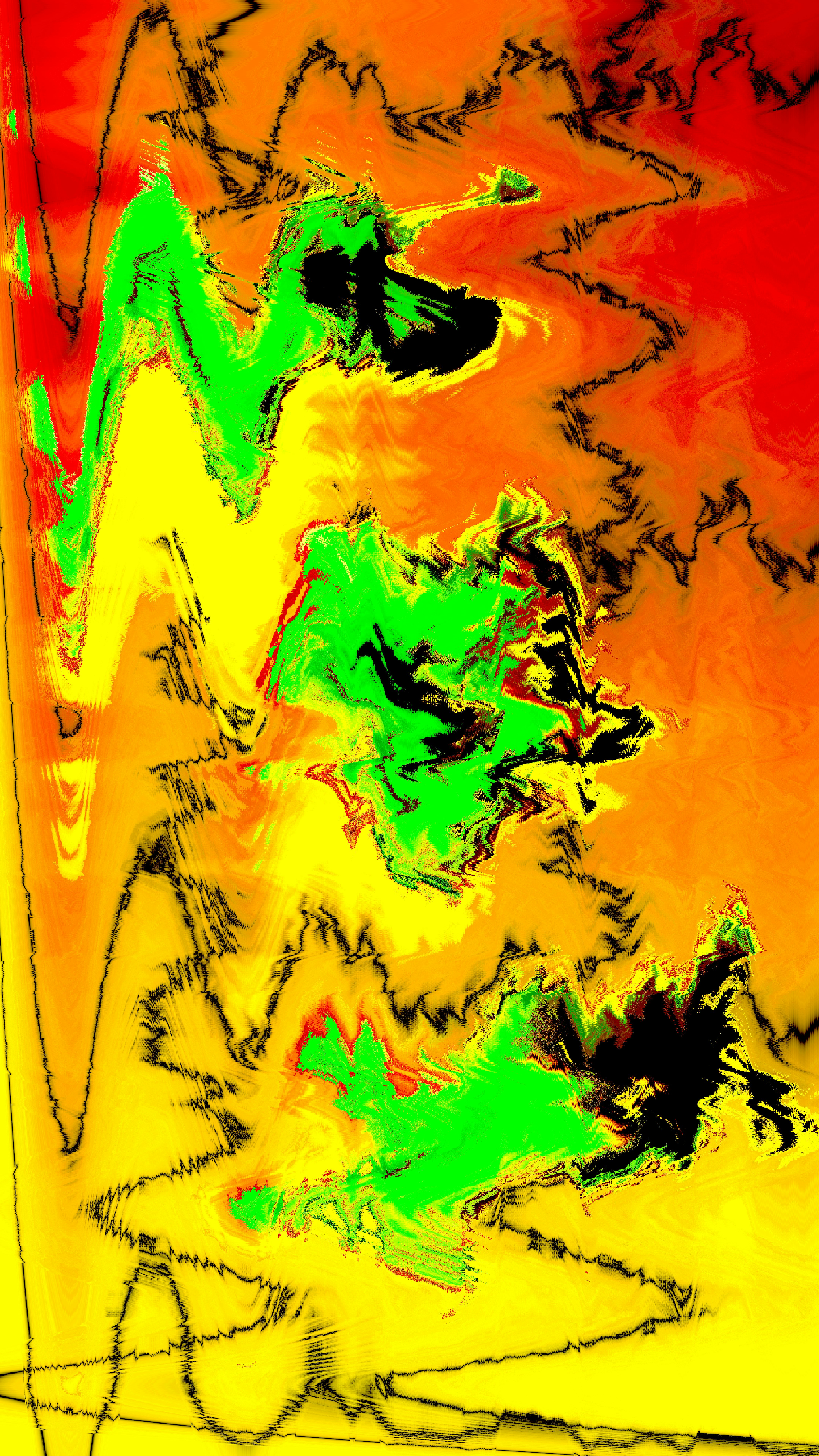 Vibrant abstract art with distorted lines and color splashes.