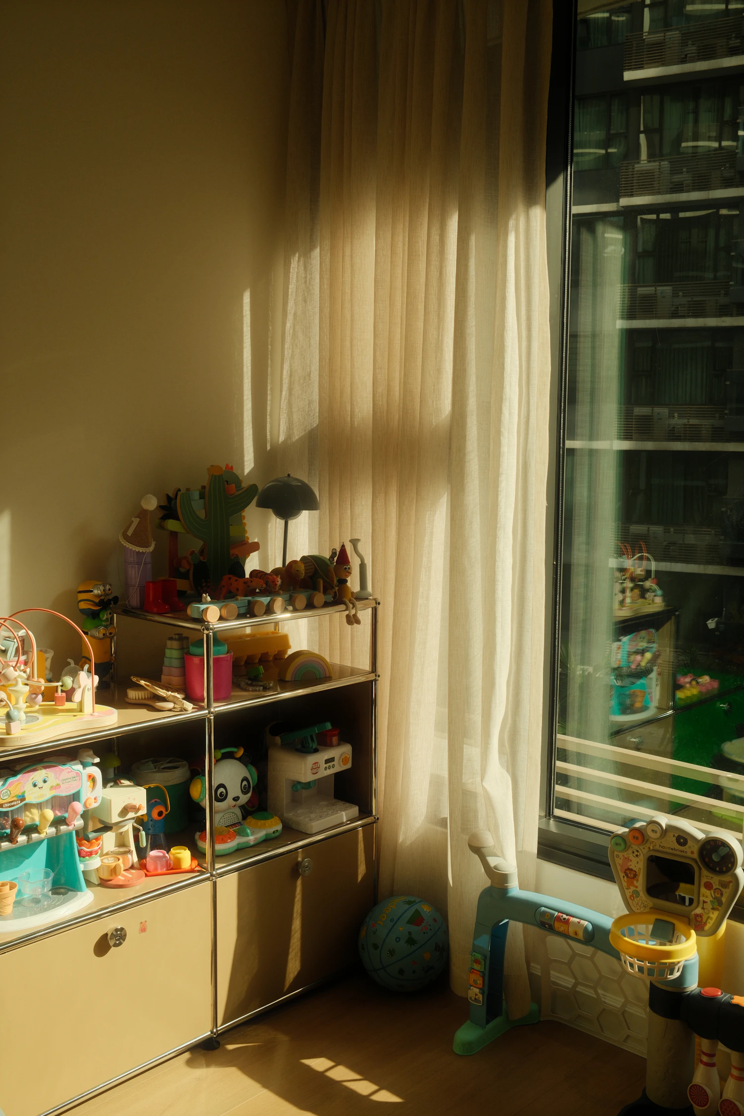 Bright family playroom with toys and learning activities