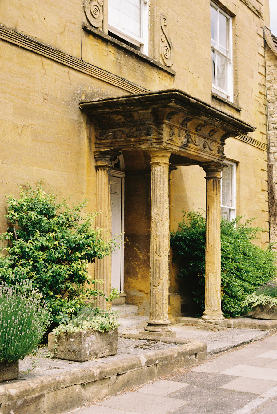 Stone porch with columns