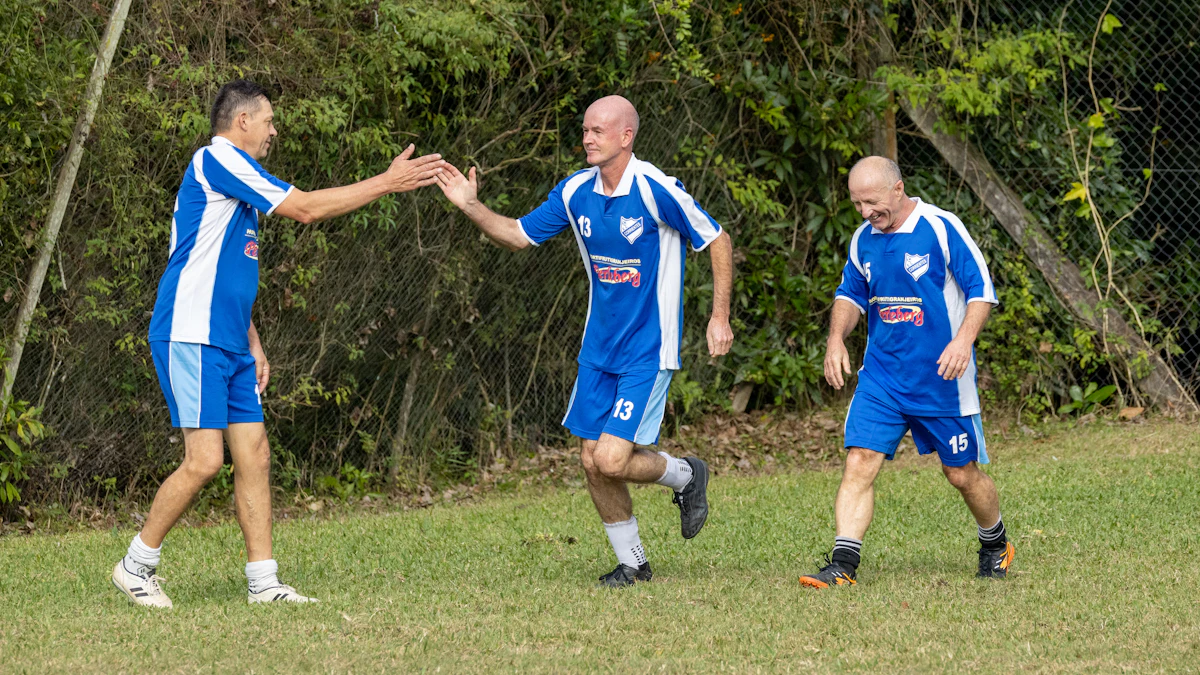 Teammates high five during a recreational match