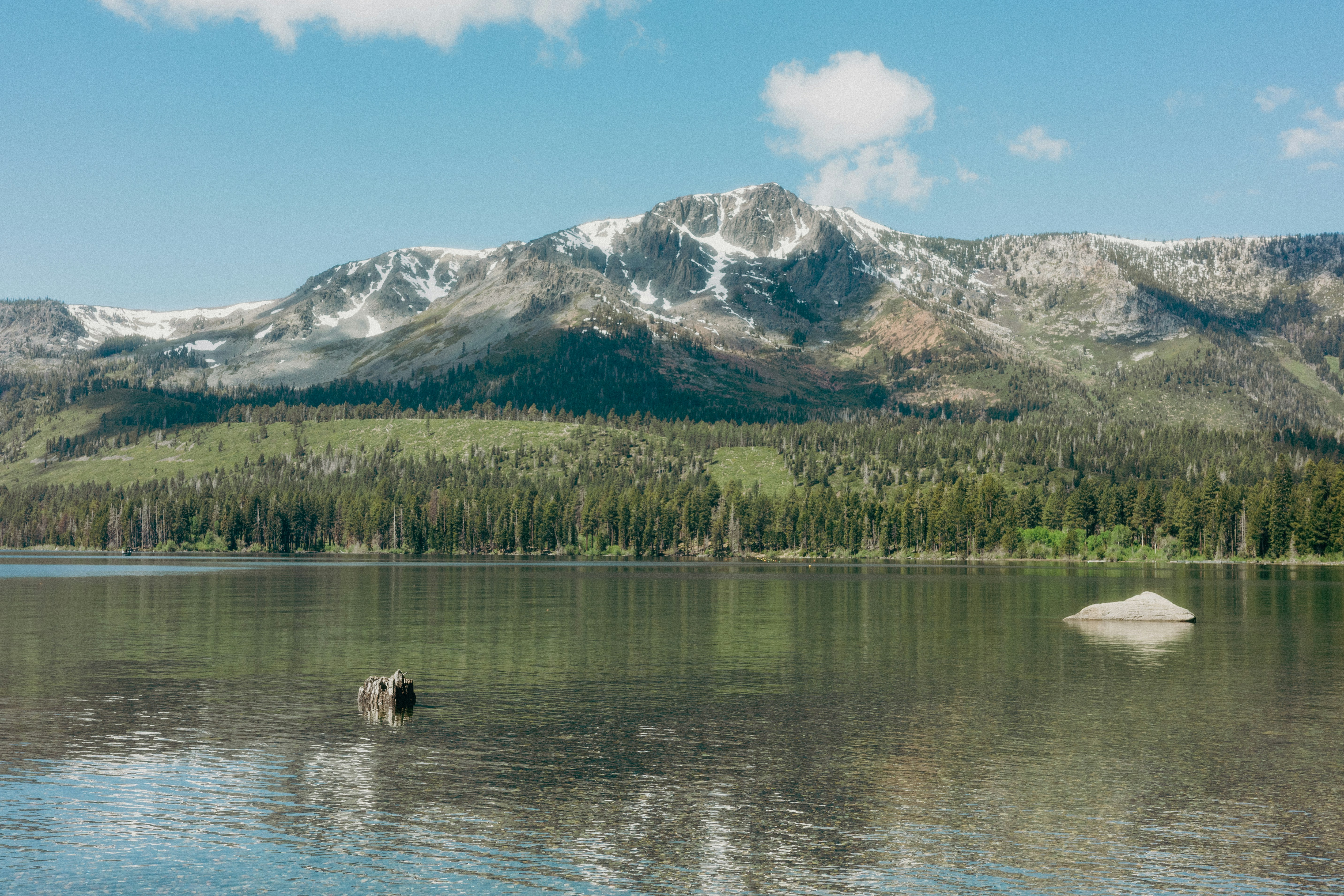 Scenic view of the water and shore at South Lake Tahoe, embracing the quiet to disconnect to reconnect.