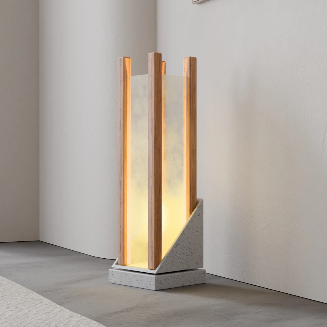 Contemporary floor lamp with a warm glow