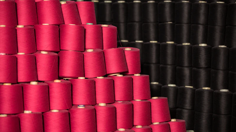 Stacks of colourful thread spools