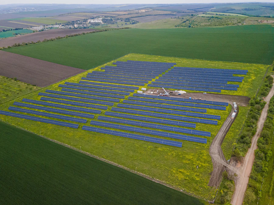 Aerial view of a solar farm
