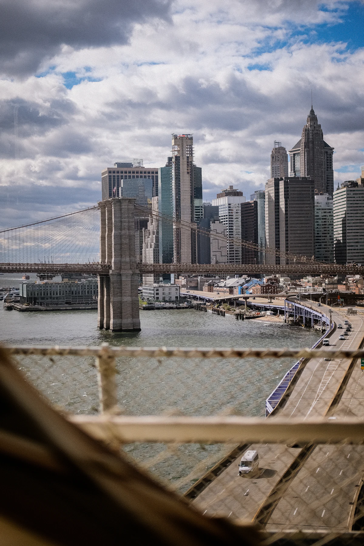 Brooklyn Bridge with the Lower Manhattan skyline in the background