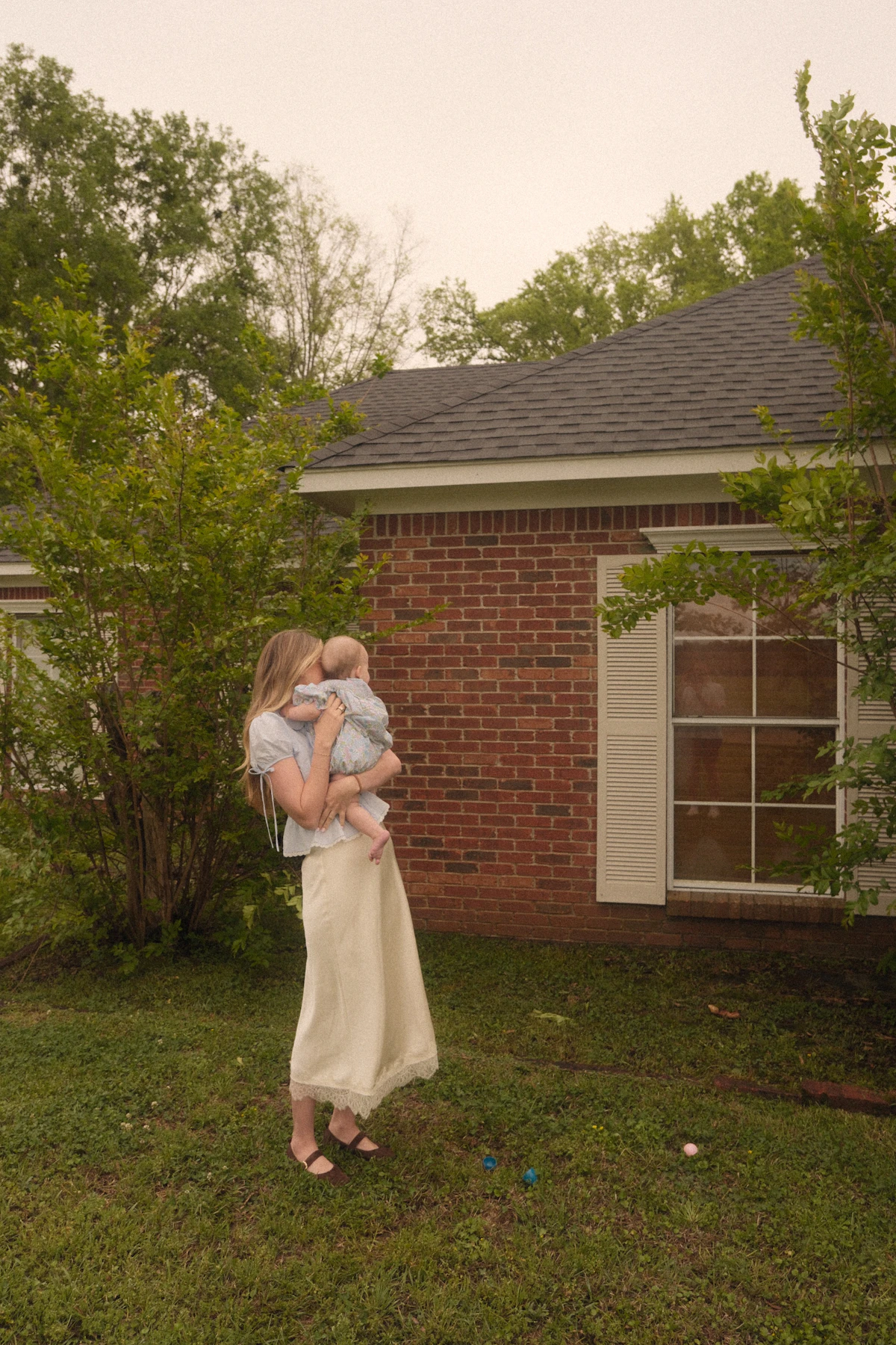 Family outside their home
