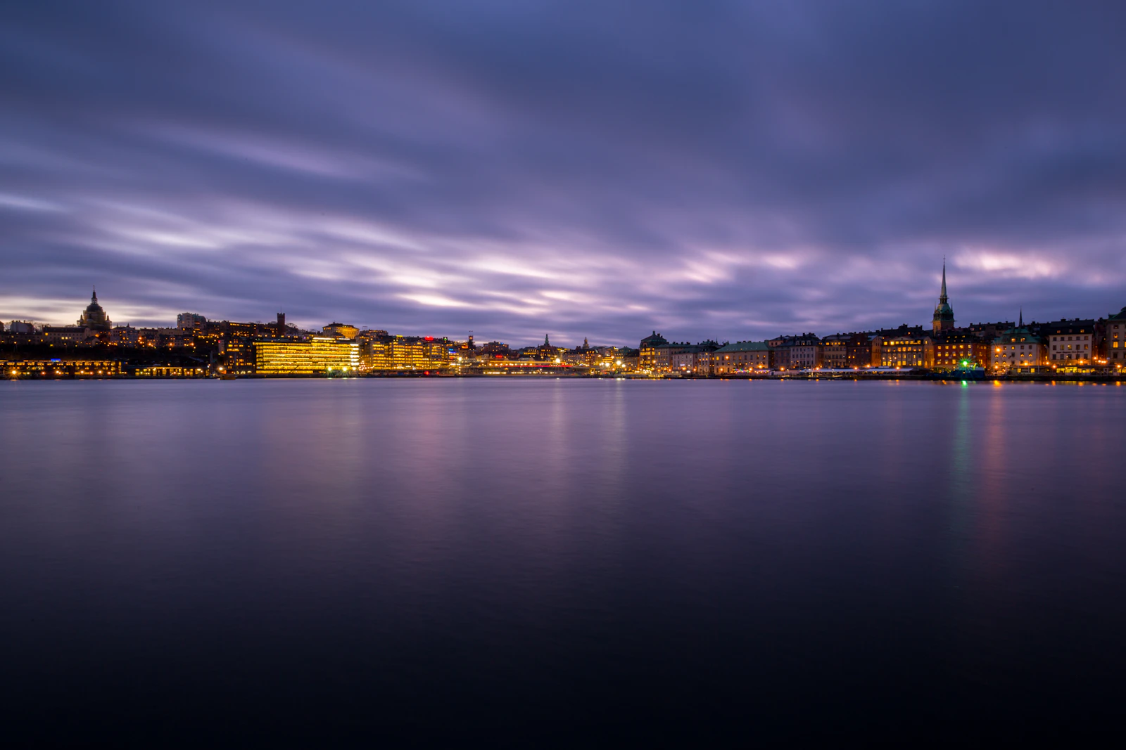 Stockholm waterfront at dusk