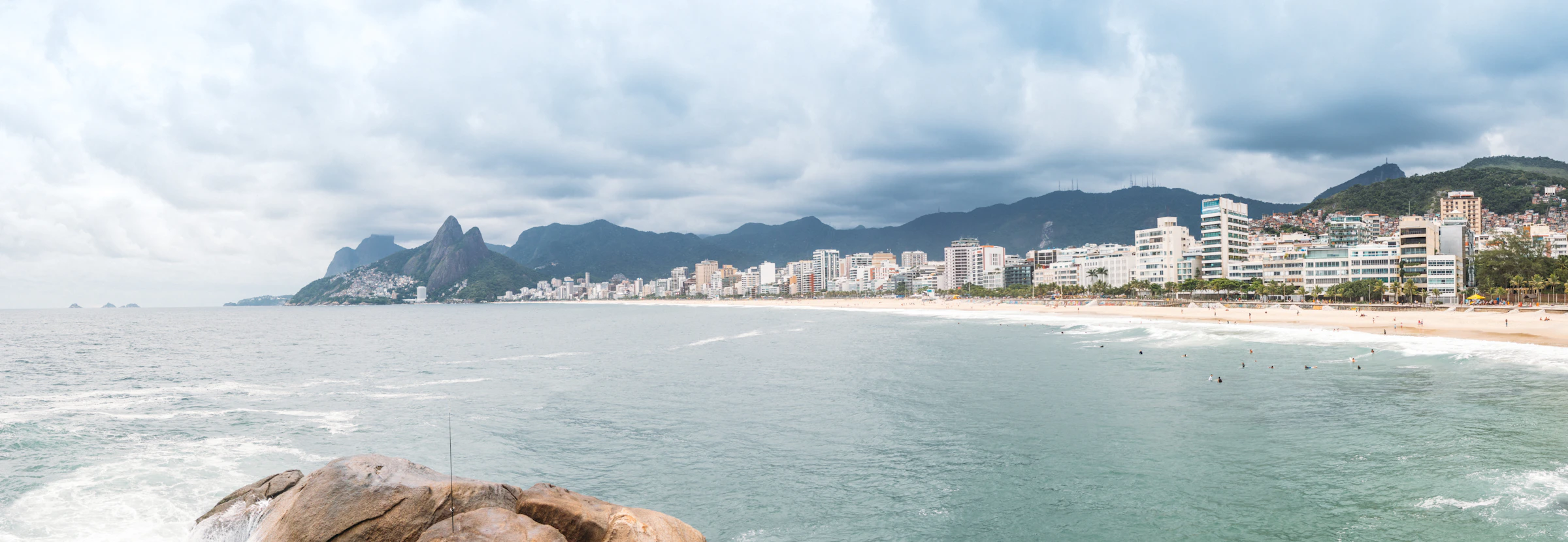 Ipanema coastline, ocean, and mountains in Rio de Janeiro