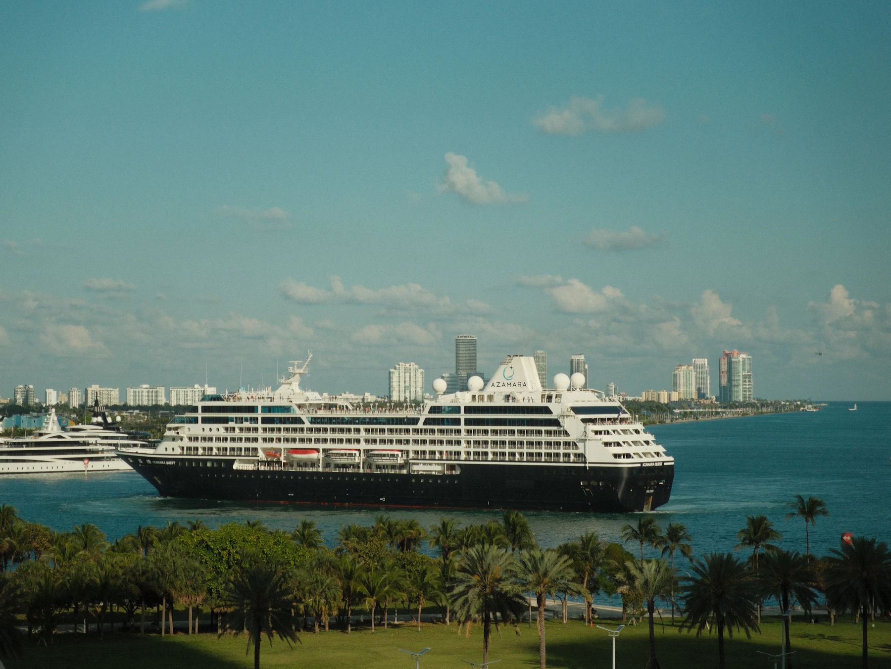 Miami skyline and cruise ship