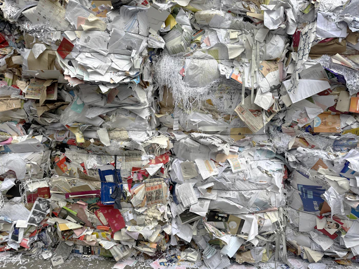 Fardos compactados de papel y cartón para reciclaje