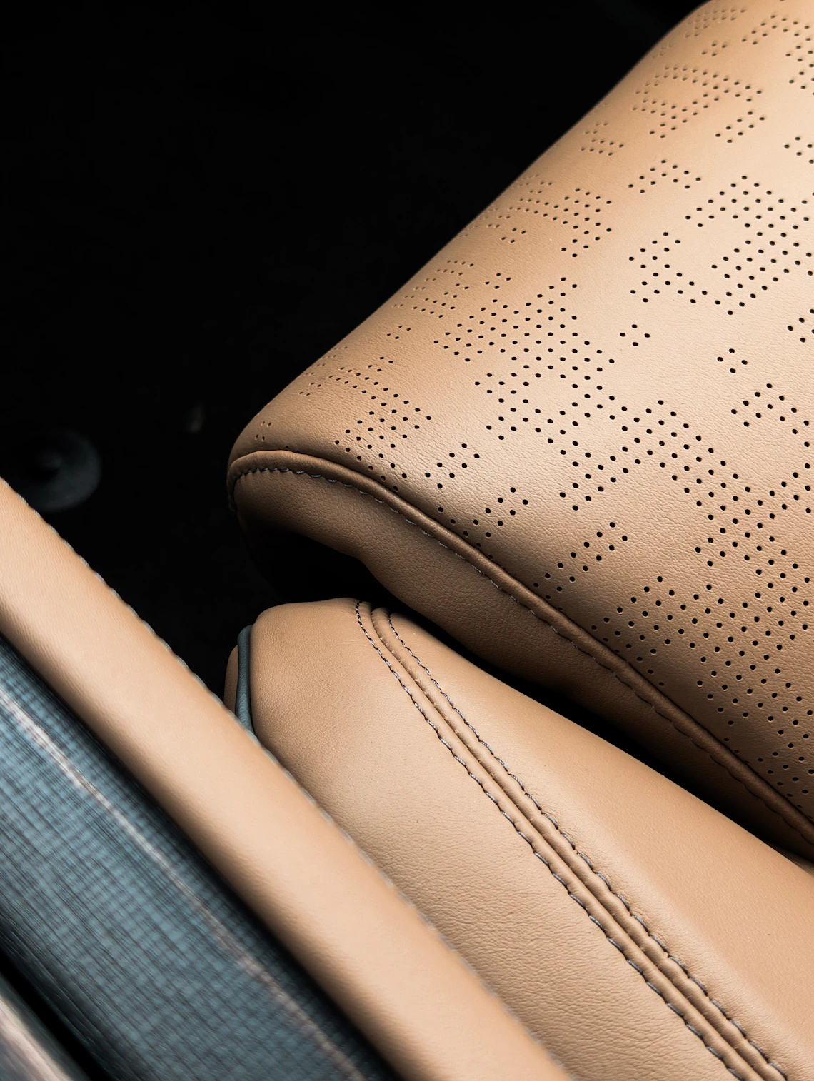 Detailed premium automotive seat upholstery and interior material