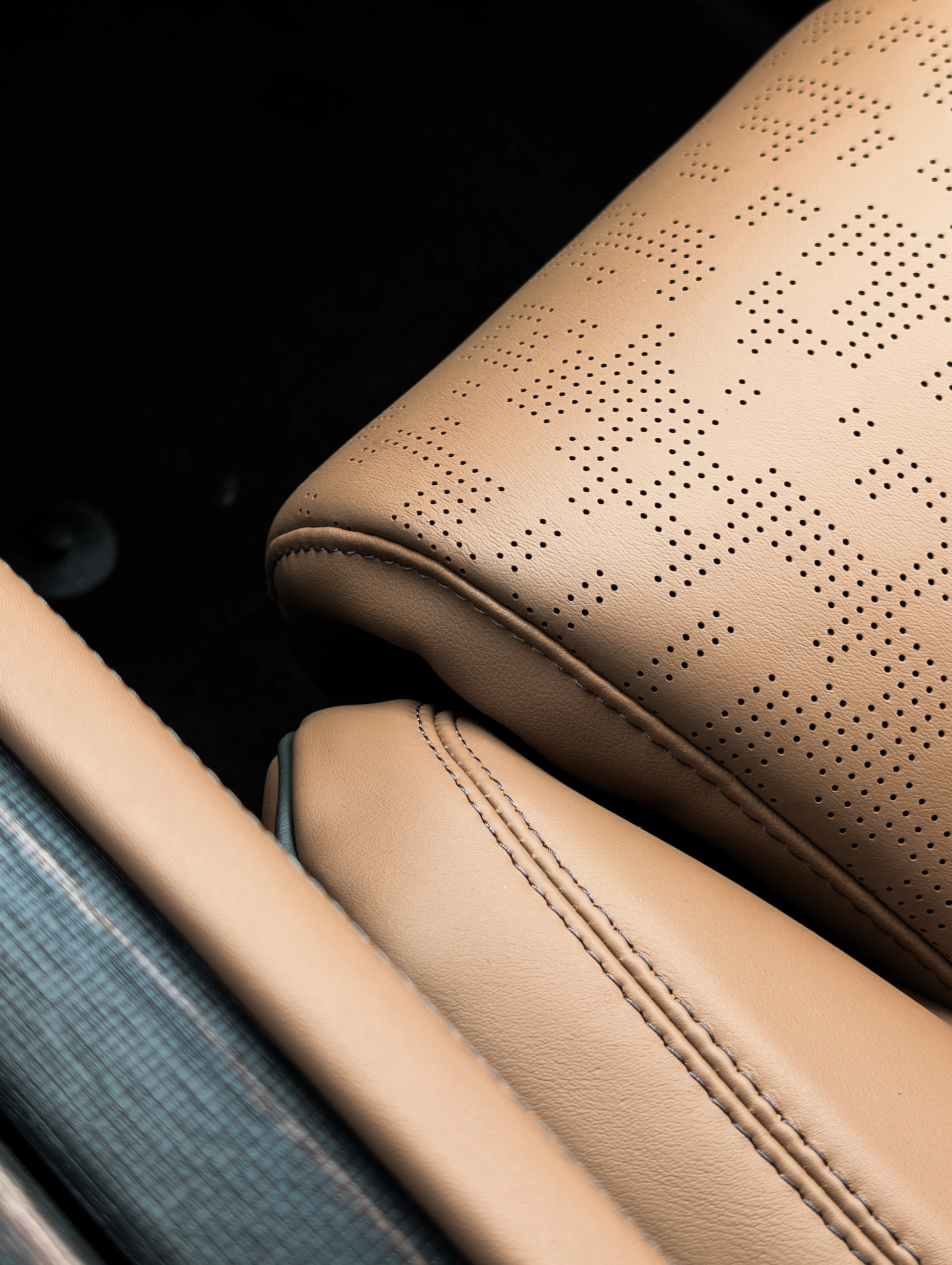Detailed premium vehicle seat and refined interior materials