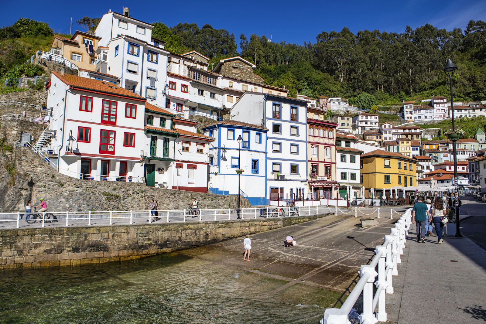 Colorful houses surrounding the harbor at Cudillero in Asturias