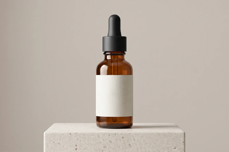Plant-derived squalane in an amber glass bottle