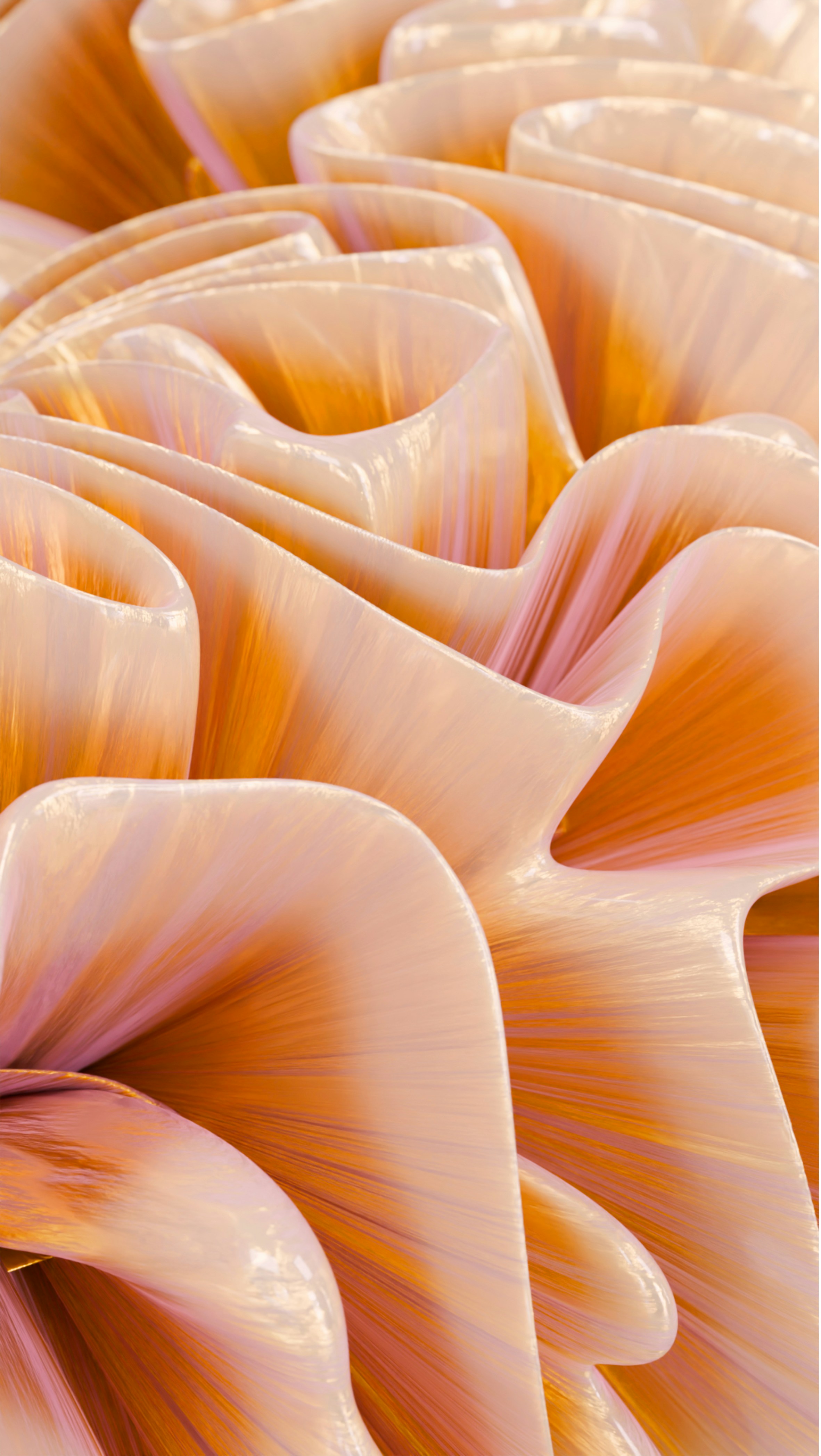 Abstract wavy pattern in peach and orange tones.