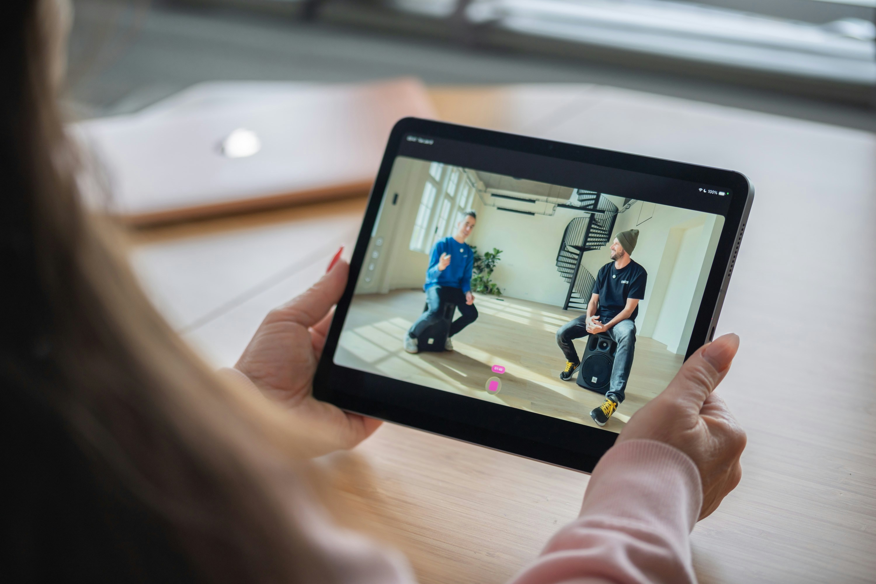 Tablet showing video content and digital learning