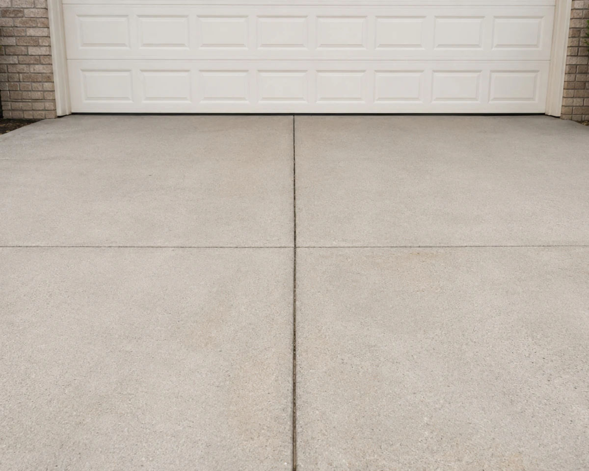 Surface cleaner stripping grime off a residential concrete driveway
