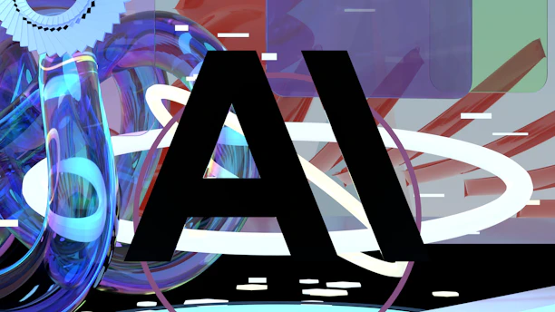 Bold 'ai' text with vibrant abstract digital elements