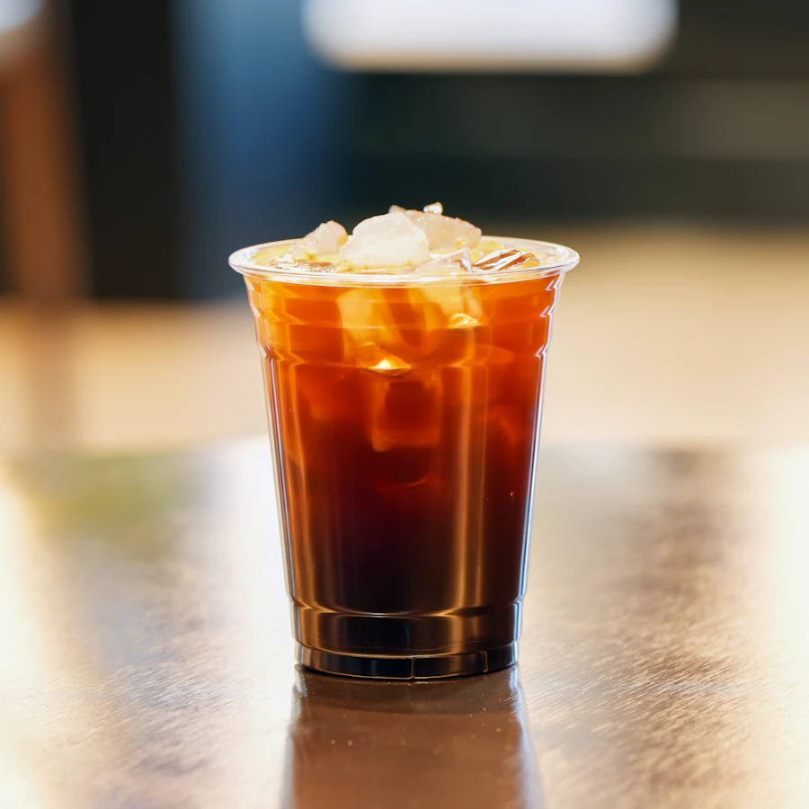 Iced coffee in a clear cup