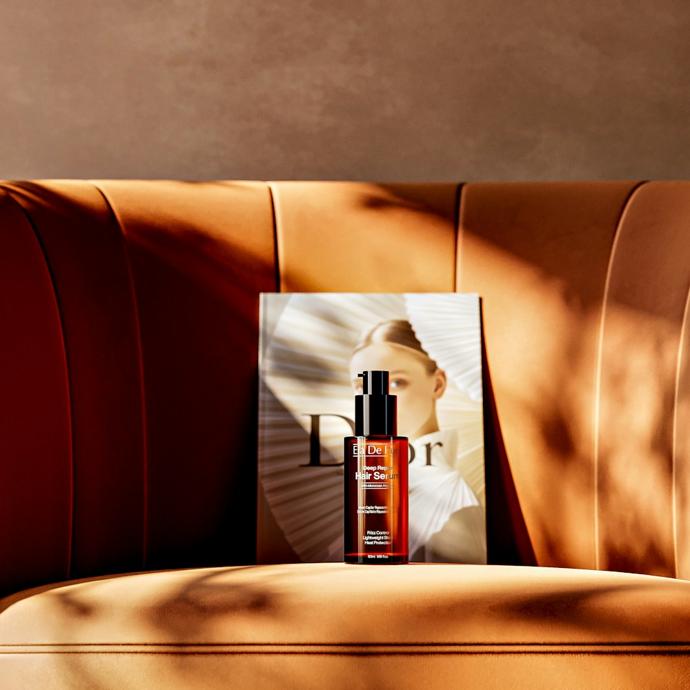 Hair care bottle in warm afternoon light