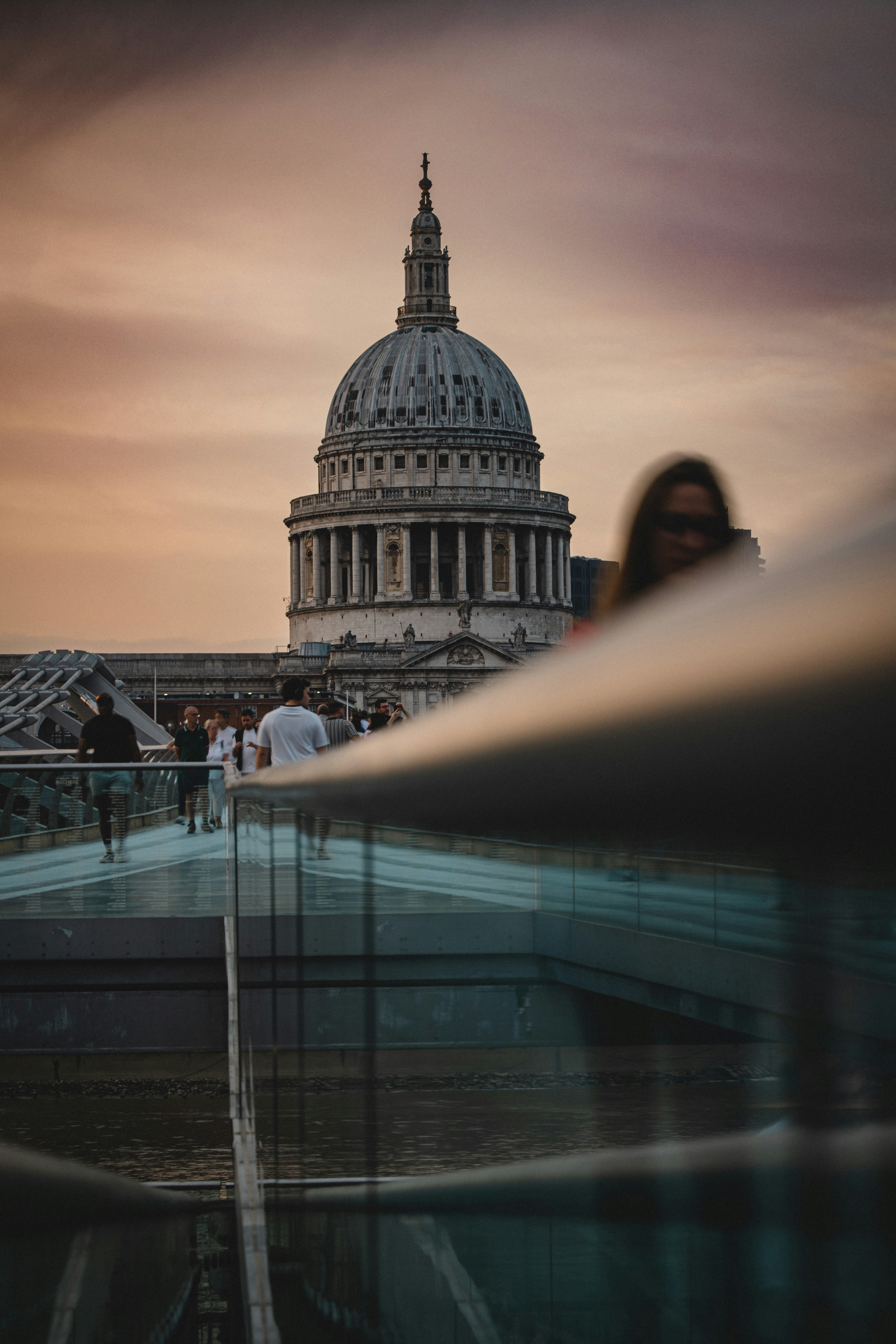 St paul's cathedral and millennium bridge at sunset