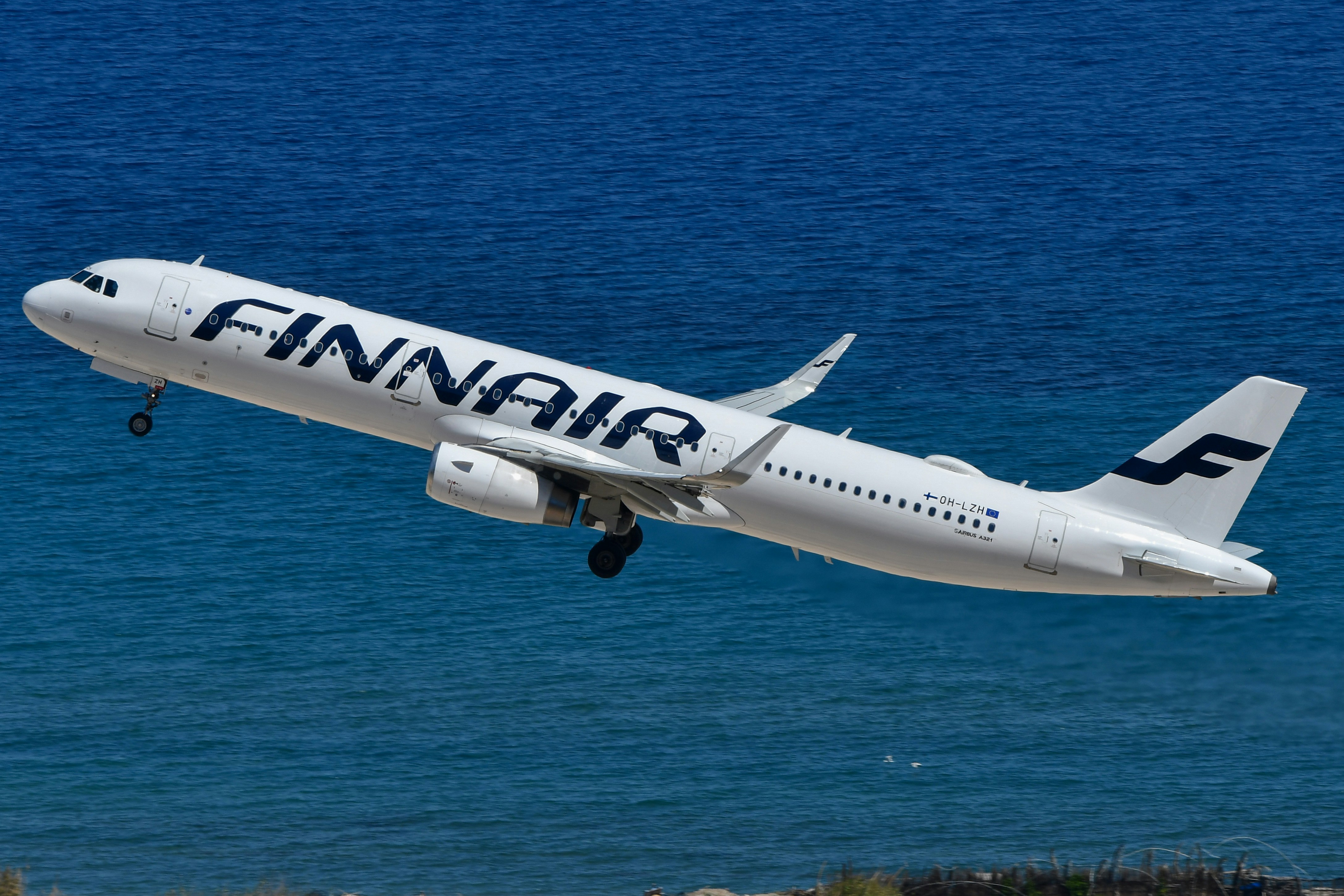 Finnair A321 departing Rhodes, Greece