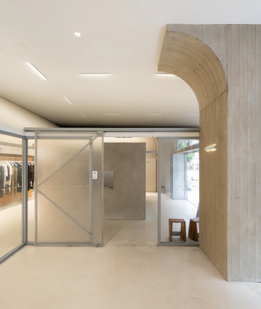 Modern retail store interior with glass partitions