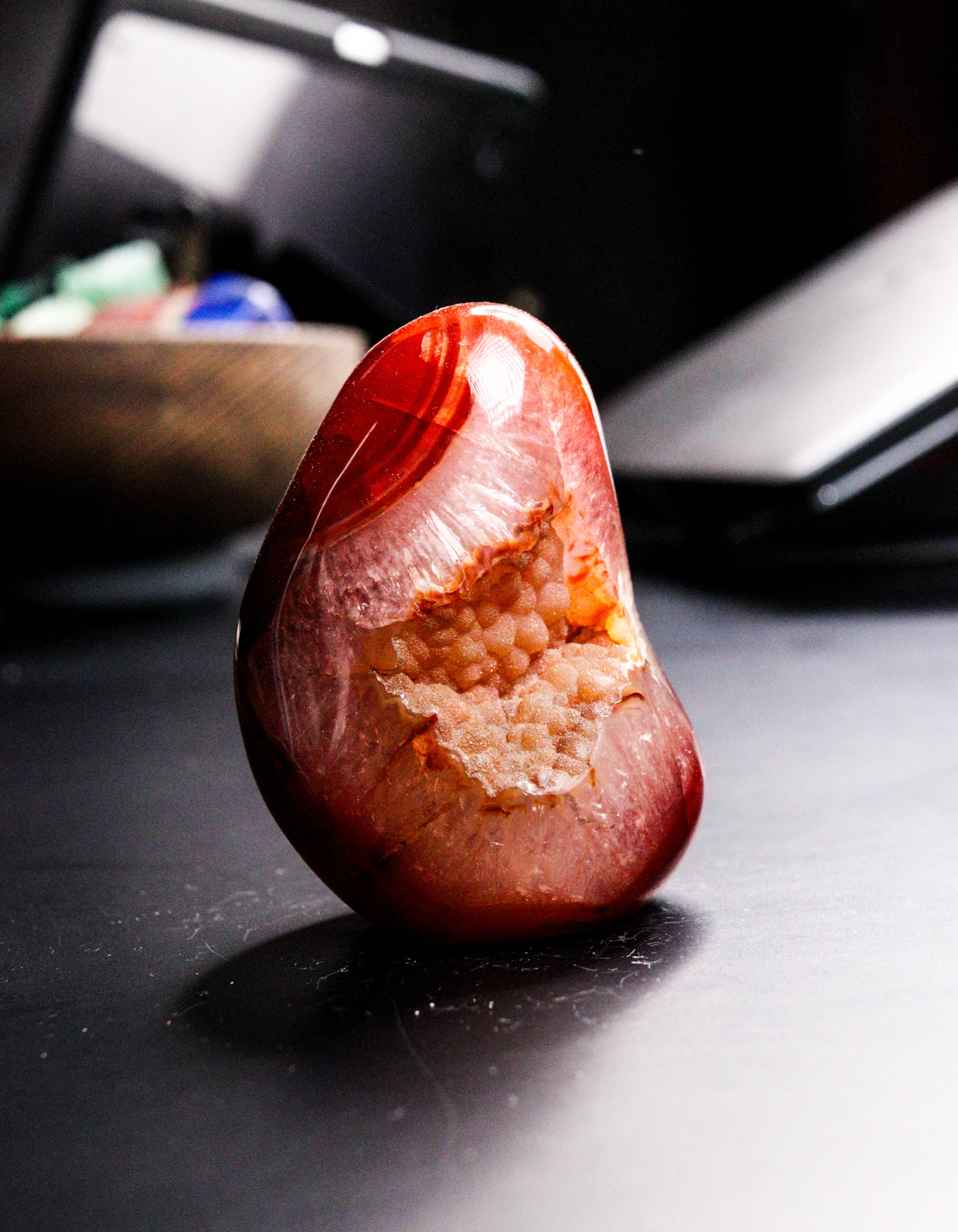 Carnelian, orange red, oval cabochon