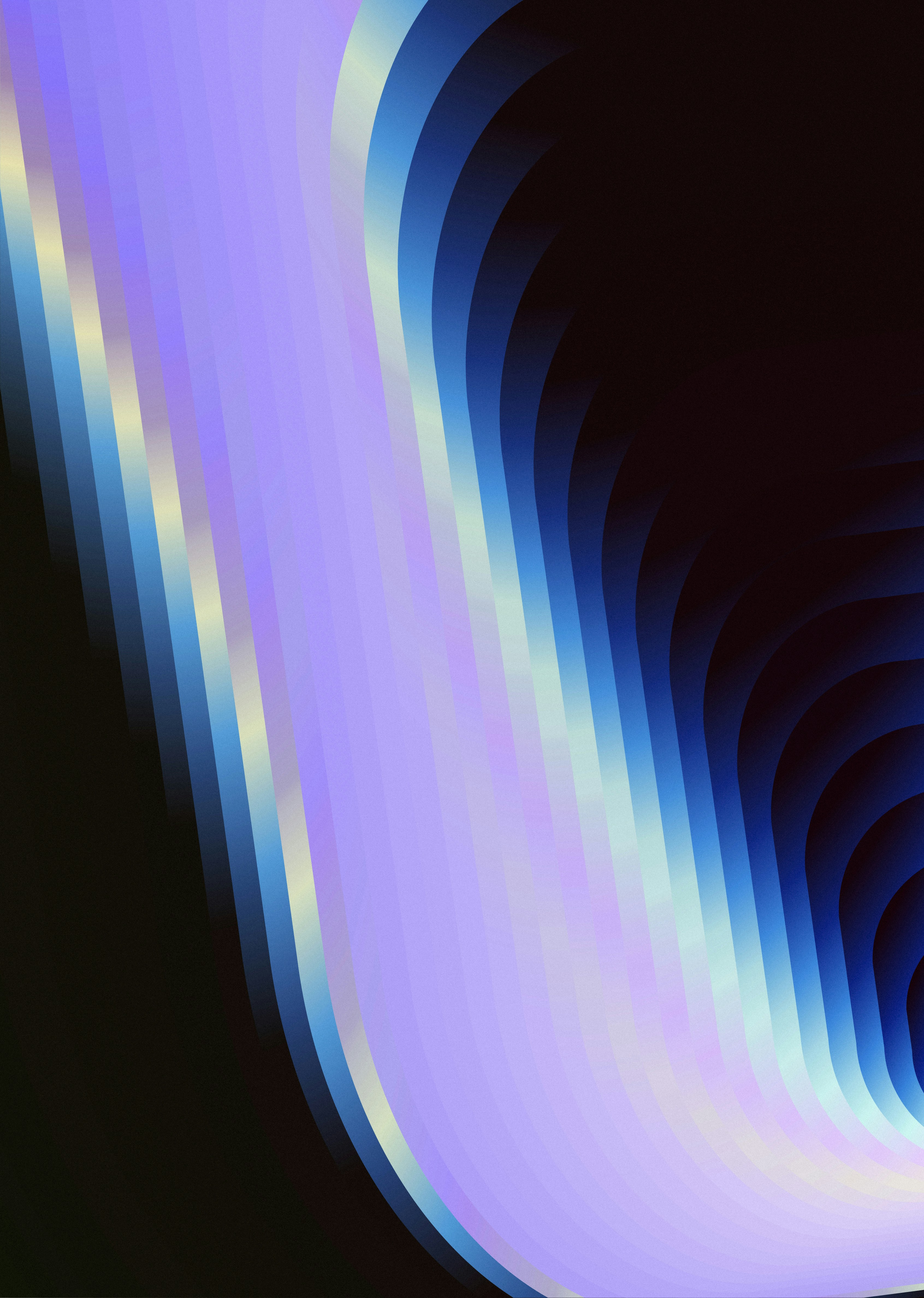 Líneas onduladas abstractas azules y moradas sobre fondo oscuro