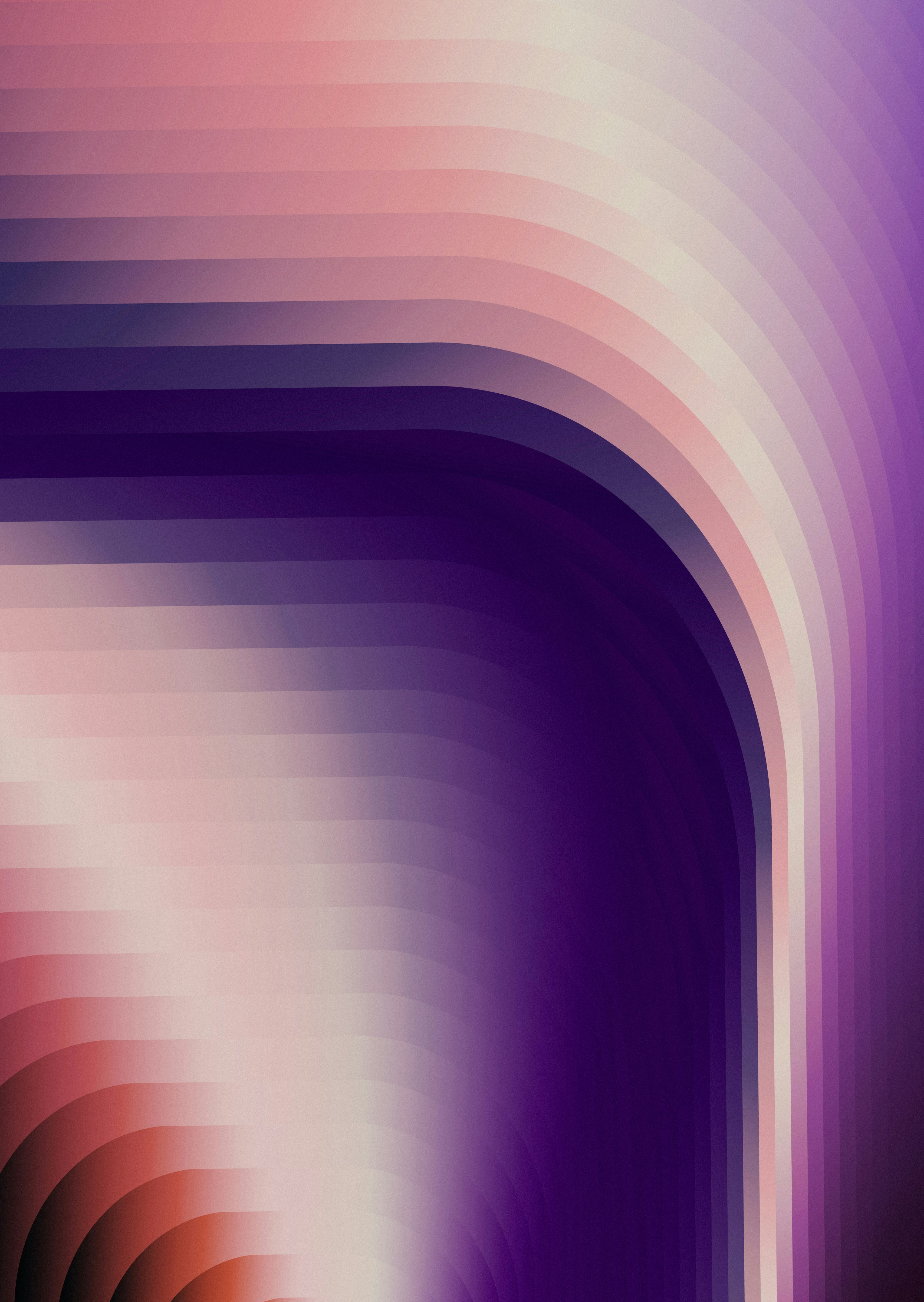 Abstract design with rounded stripes in purple, pink, and orange