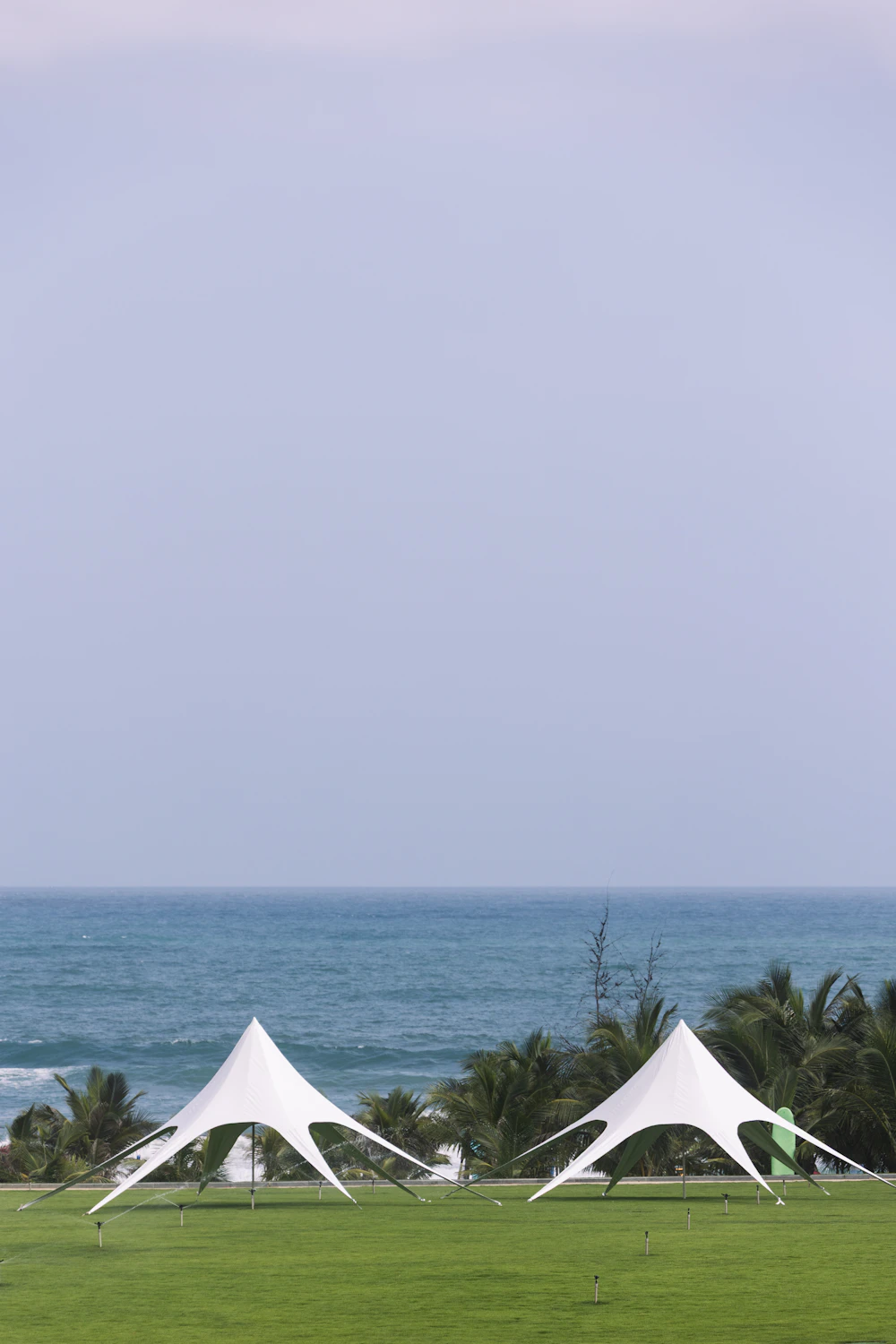 Star-shaped tents on the lawn