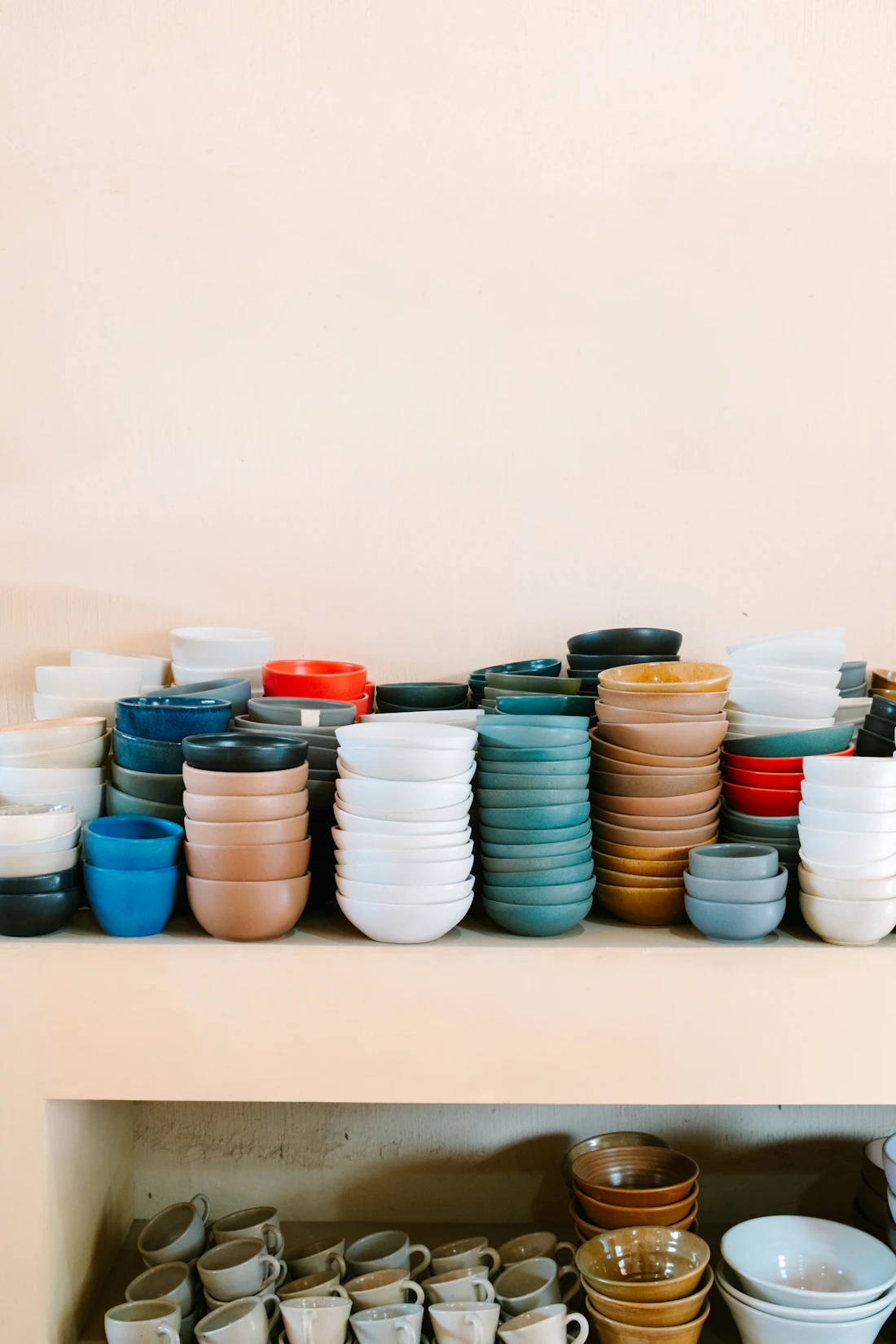 Colorful ceramic bowls and plates
