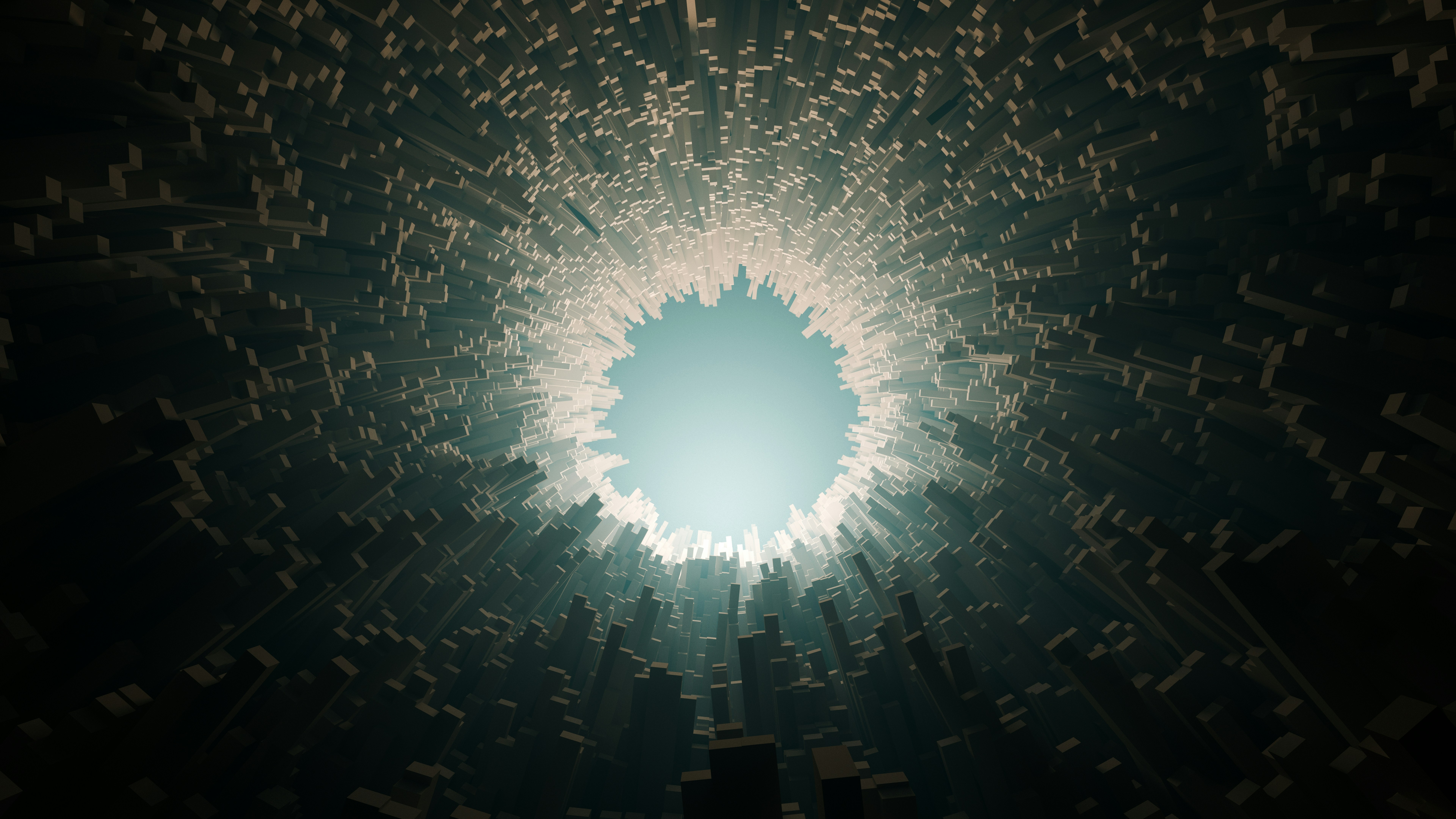 Futuristic city buildings framing a bright circular sky - 相关推荐