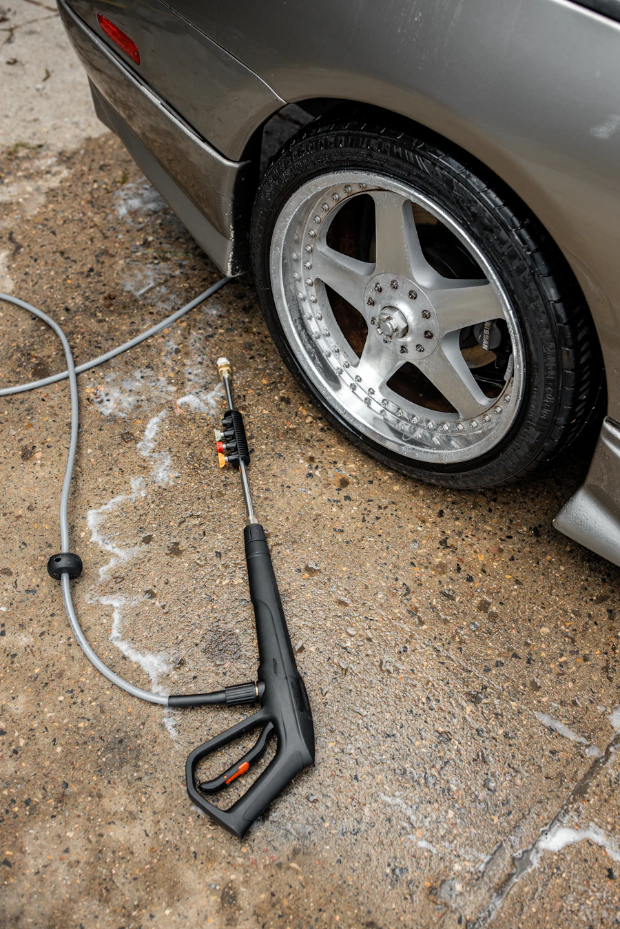 Pressure washing in action