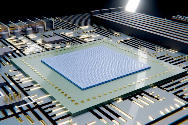 A computer chip mounted on a circuit board