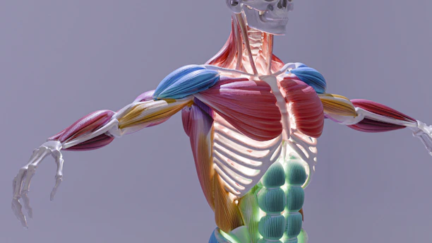 A detailed 3D anatomical model of the human muscular system