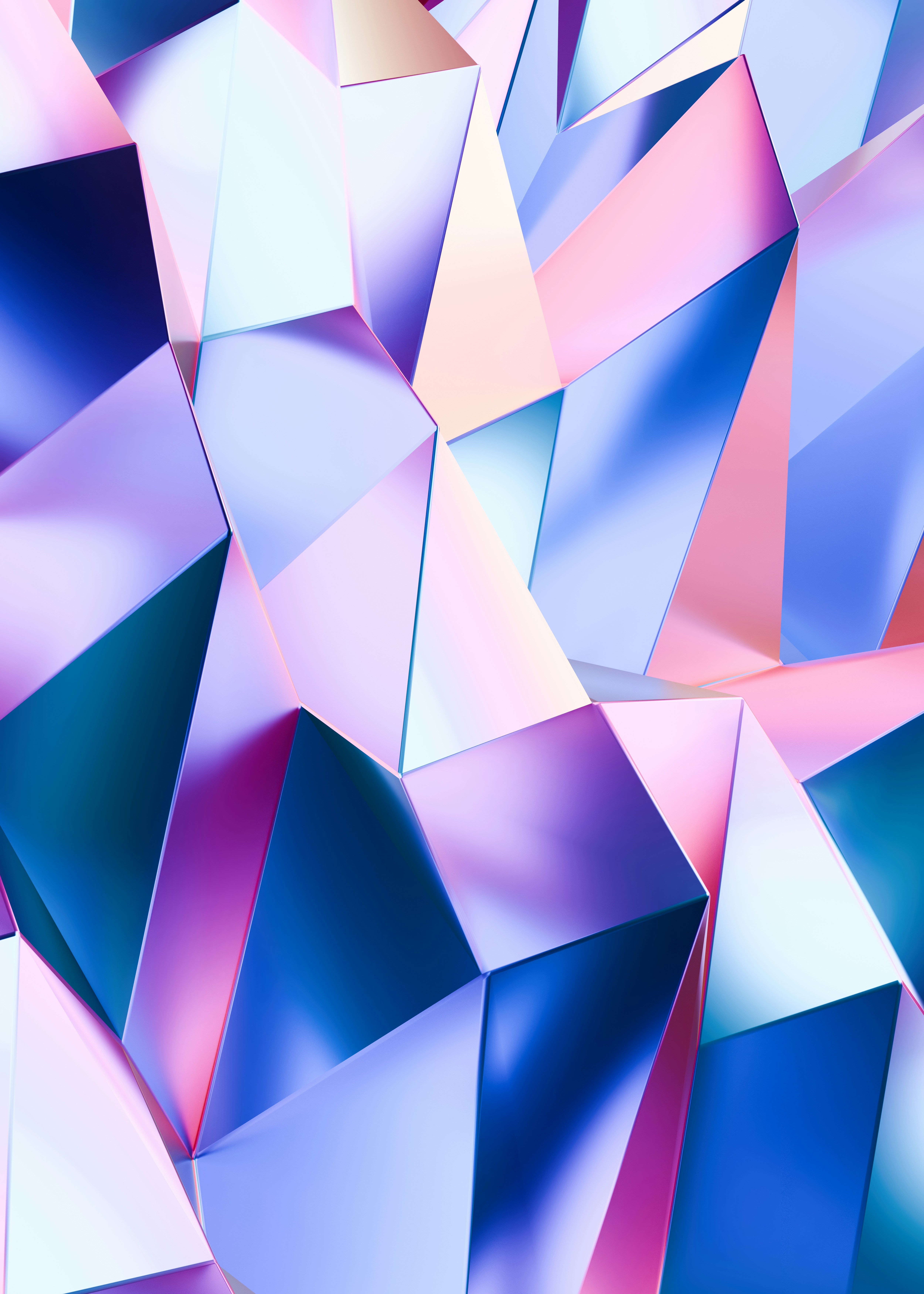 Abstract geometric background with iridescent blue and pink facets