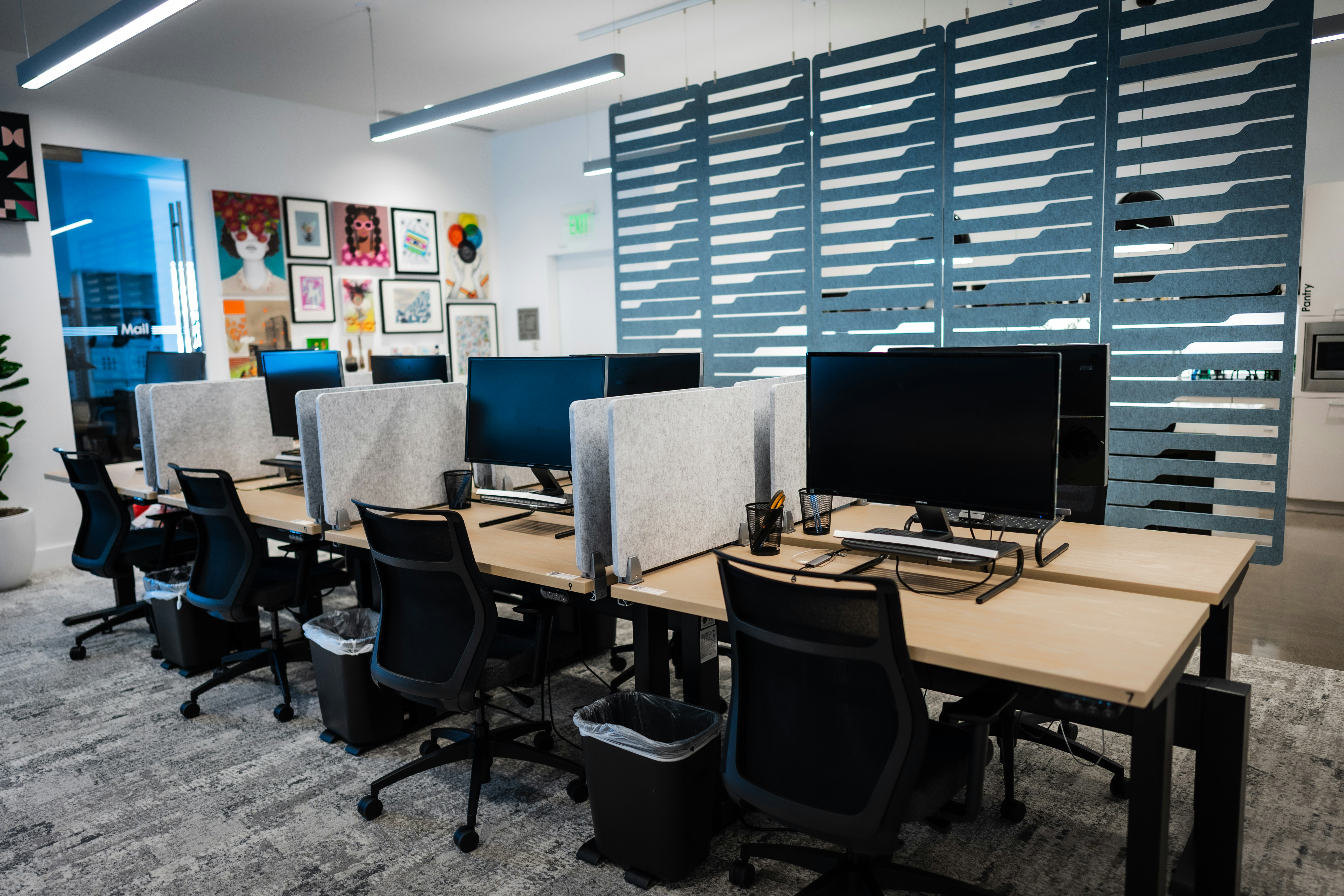 Rows of contact center desks