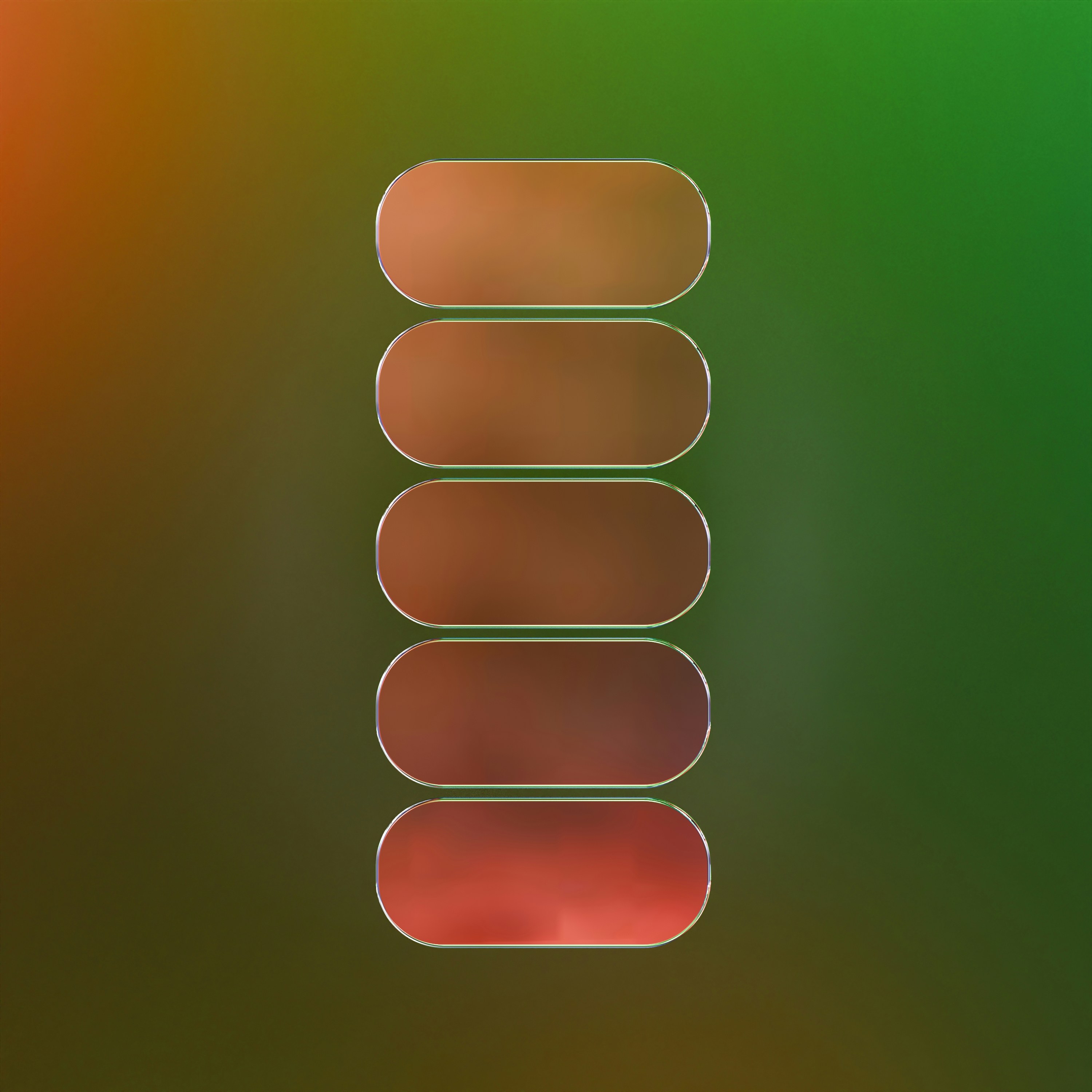 Brown oval buttons stacked vertically against a green gradie