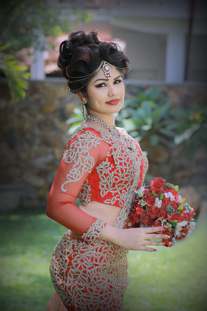 Bride with traditional headpiece