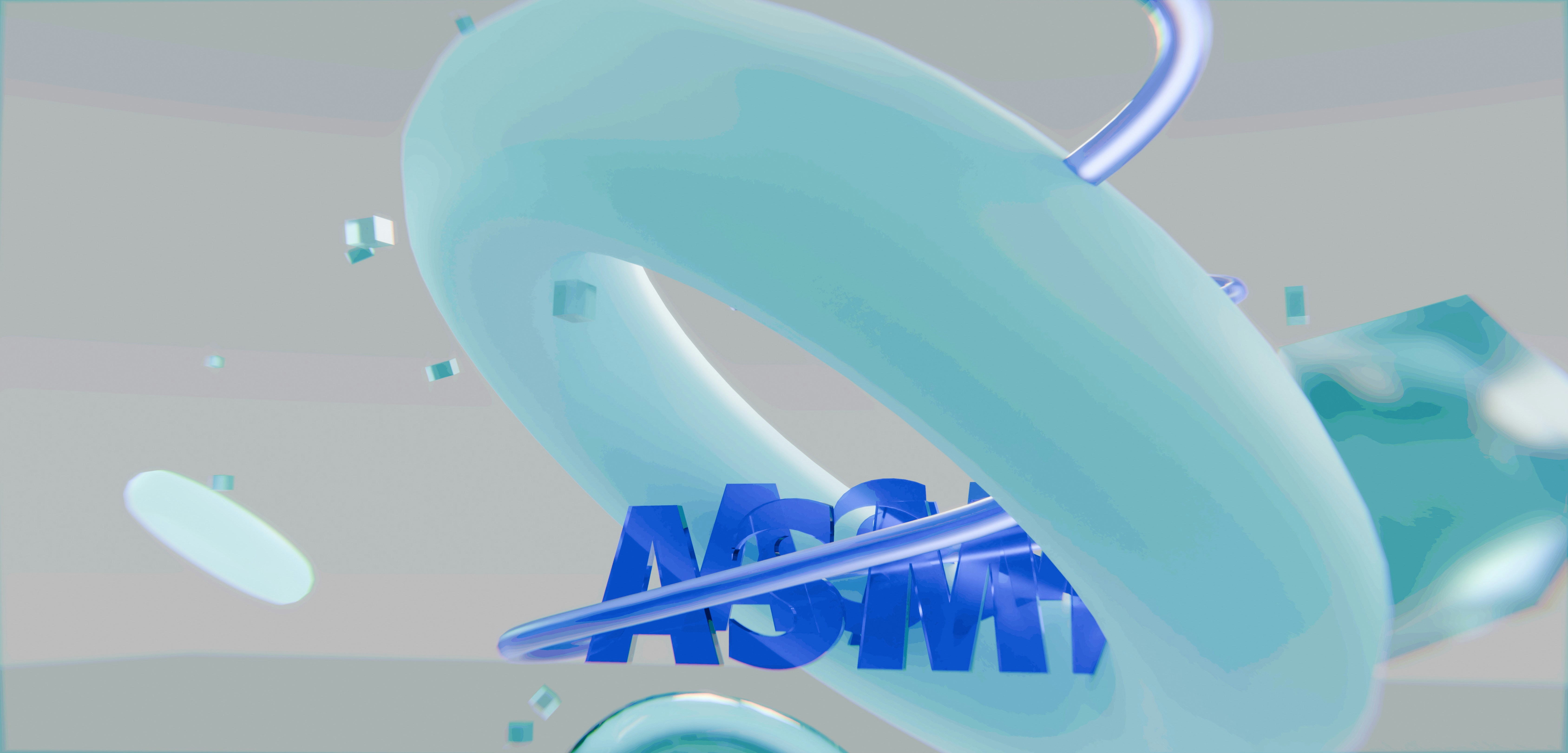 3D abstract blue shapes with asmr text
