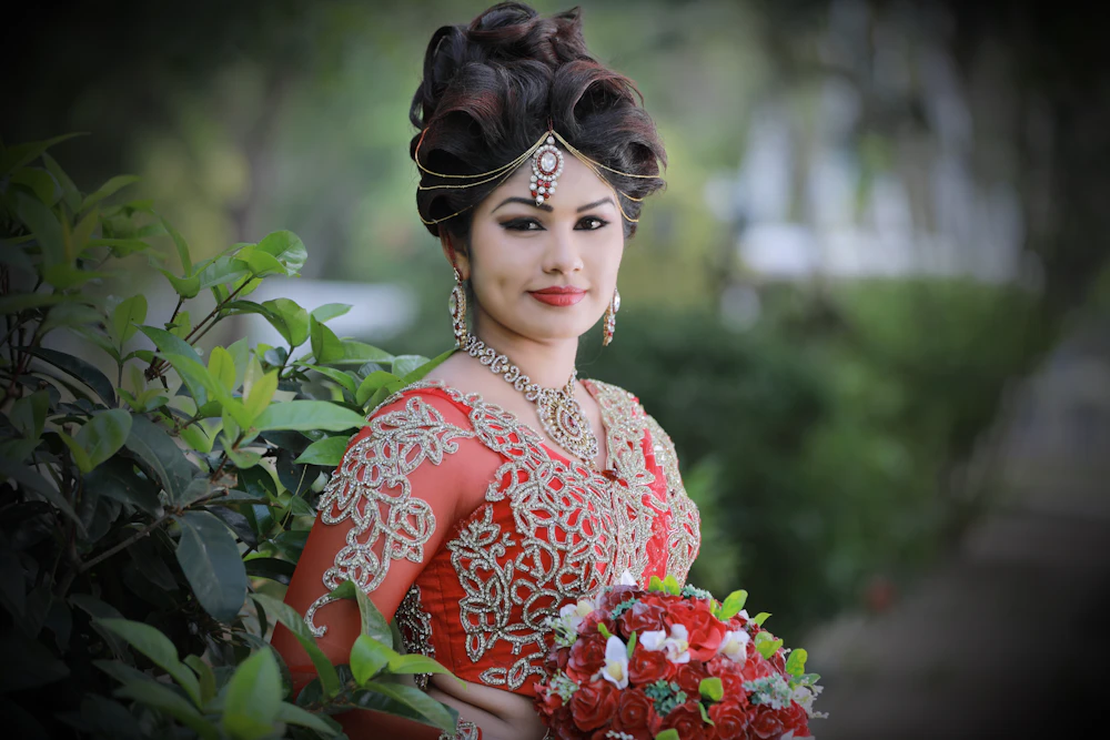 Bride in a red traditional dress