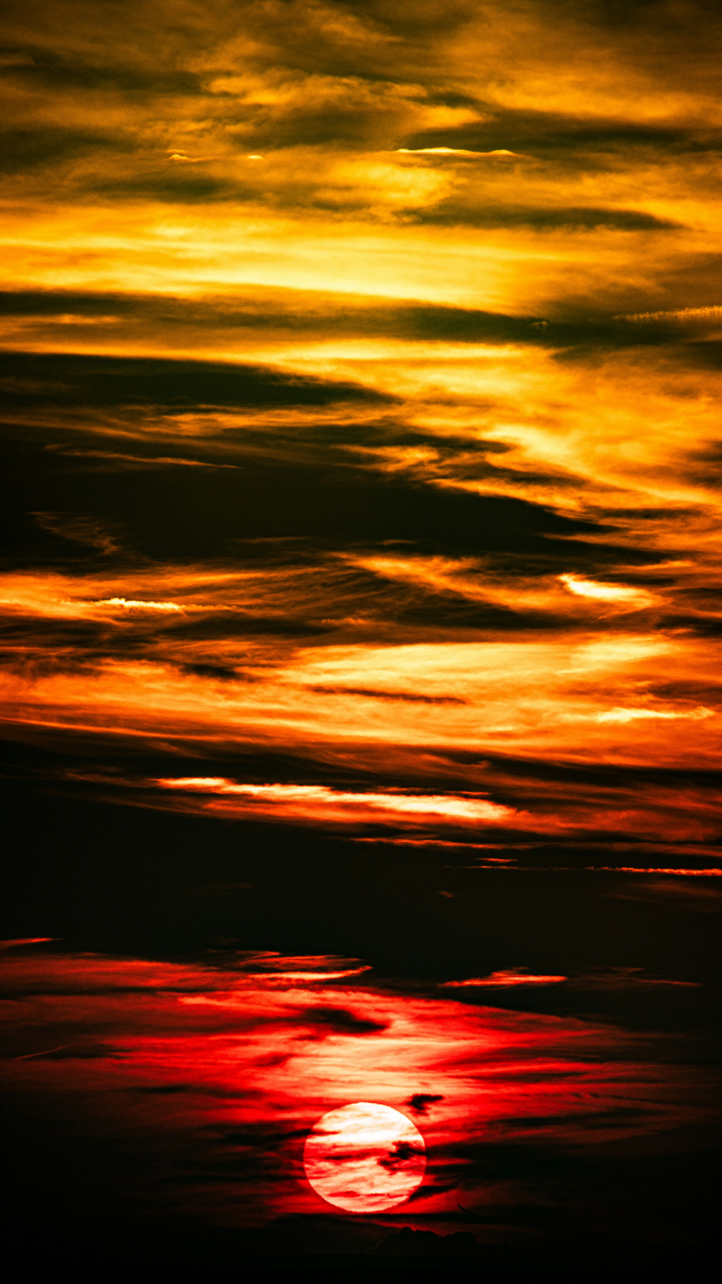 燃えるような夕日が空を鮮やかな色で染めます。の写真 – Unsplashの