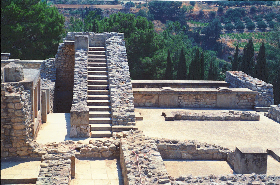 Ancient stone ruins with a stairway (illustration)