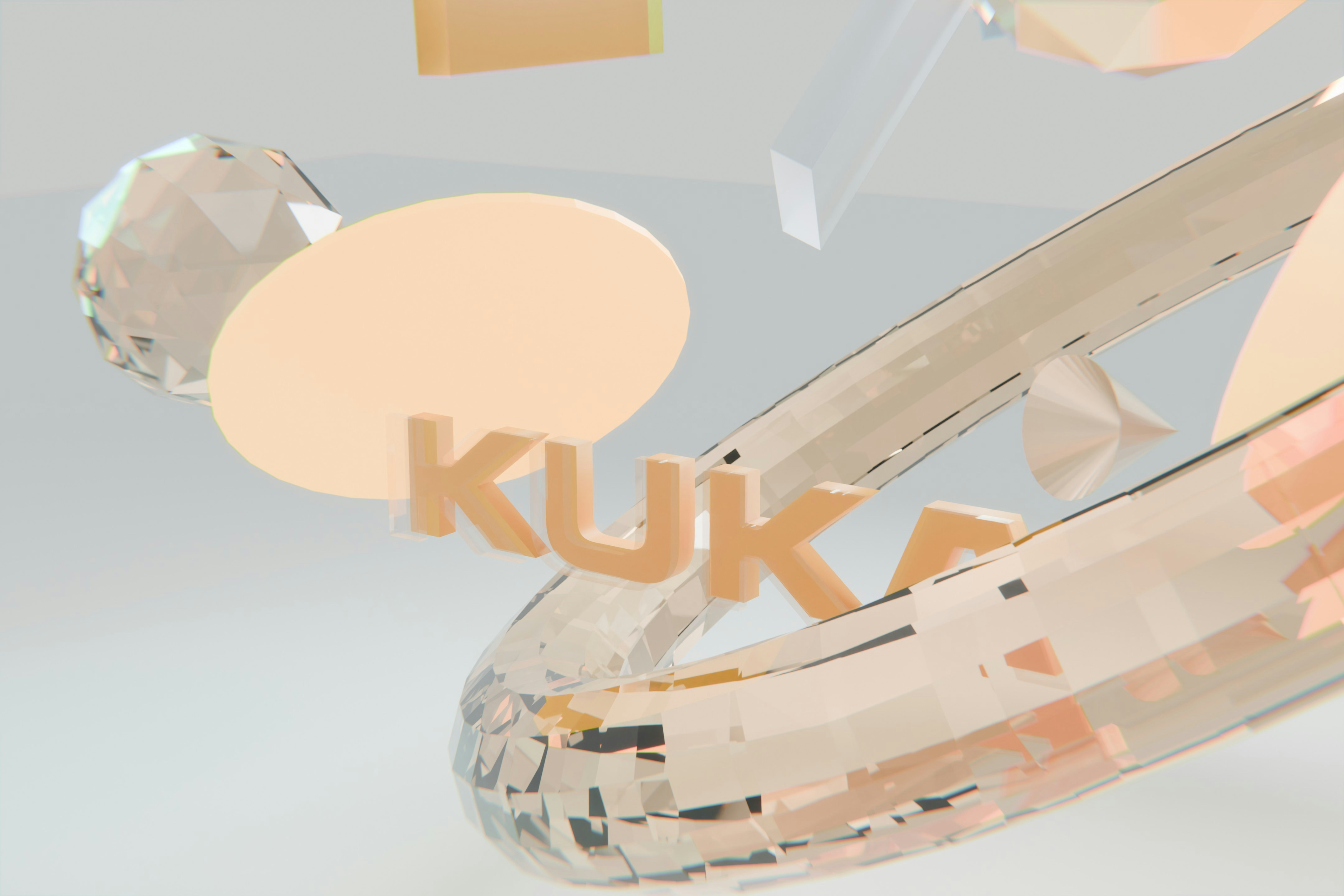 抽象的な幾何学模様とねじれた帯を持つ3Dクカロゴ。