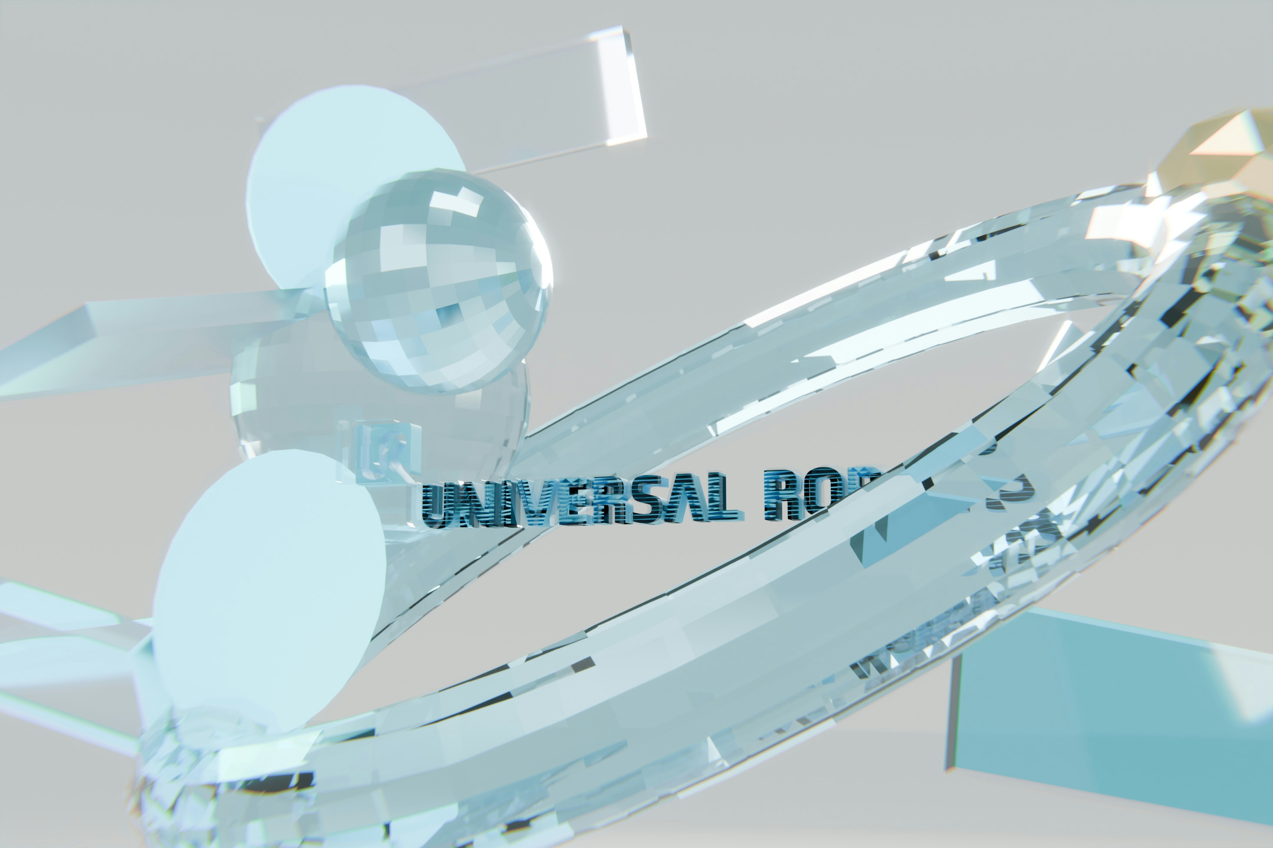 Abstract light blue glassy shapes with 