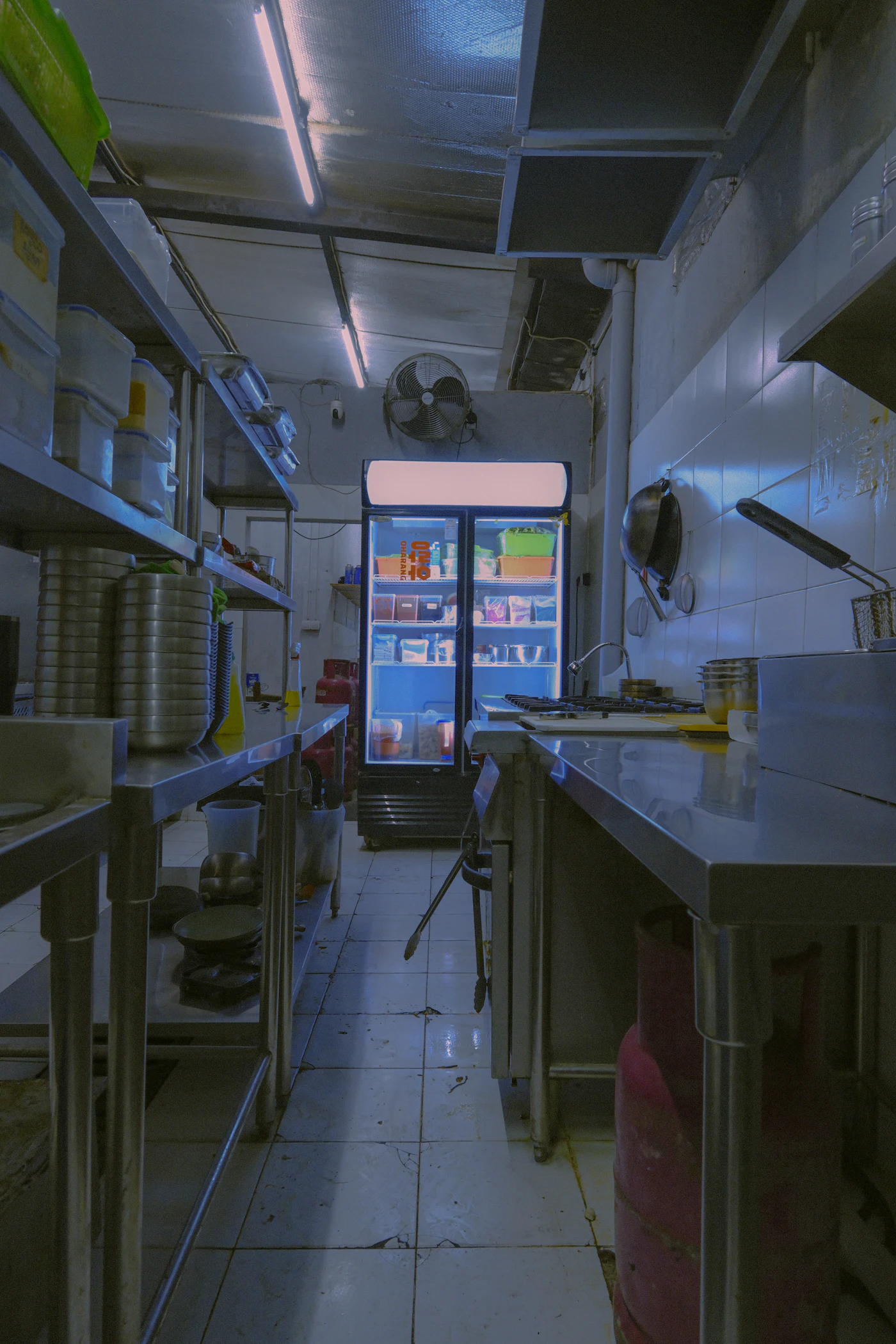 Stainless-steel commercial kitchen equipment and cooking line