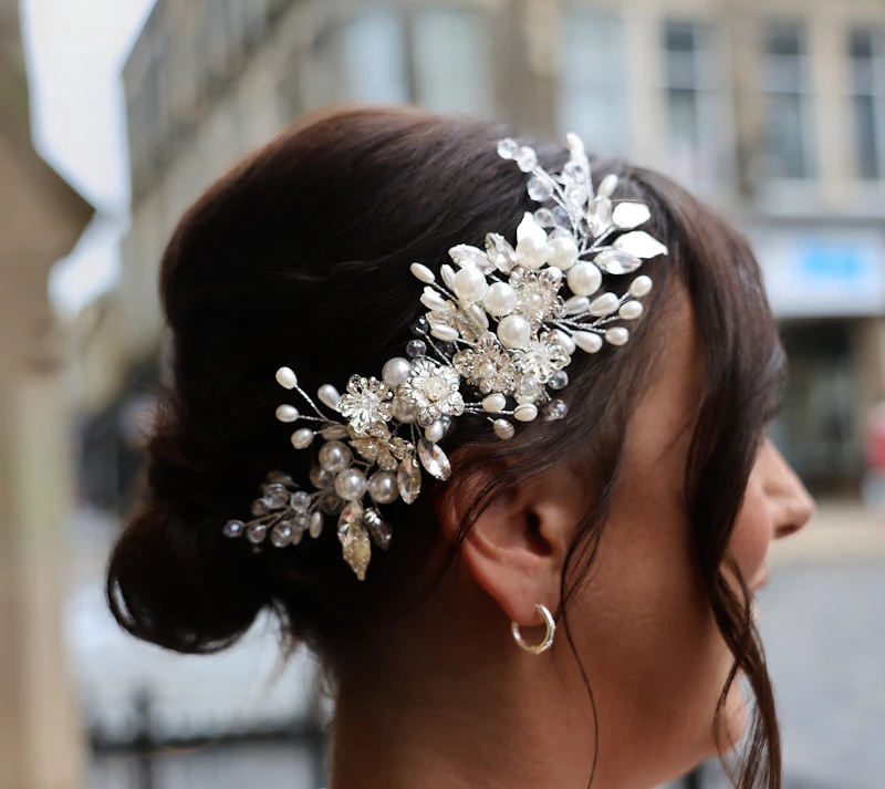 Bridal hair with a jewelled hairpiece