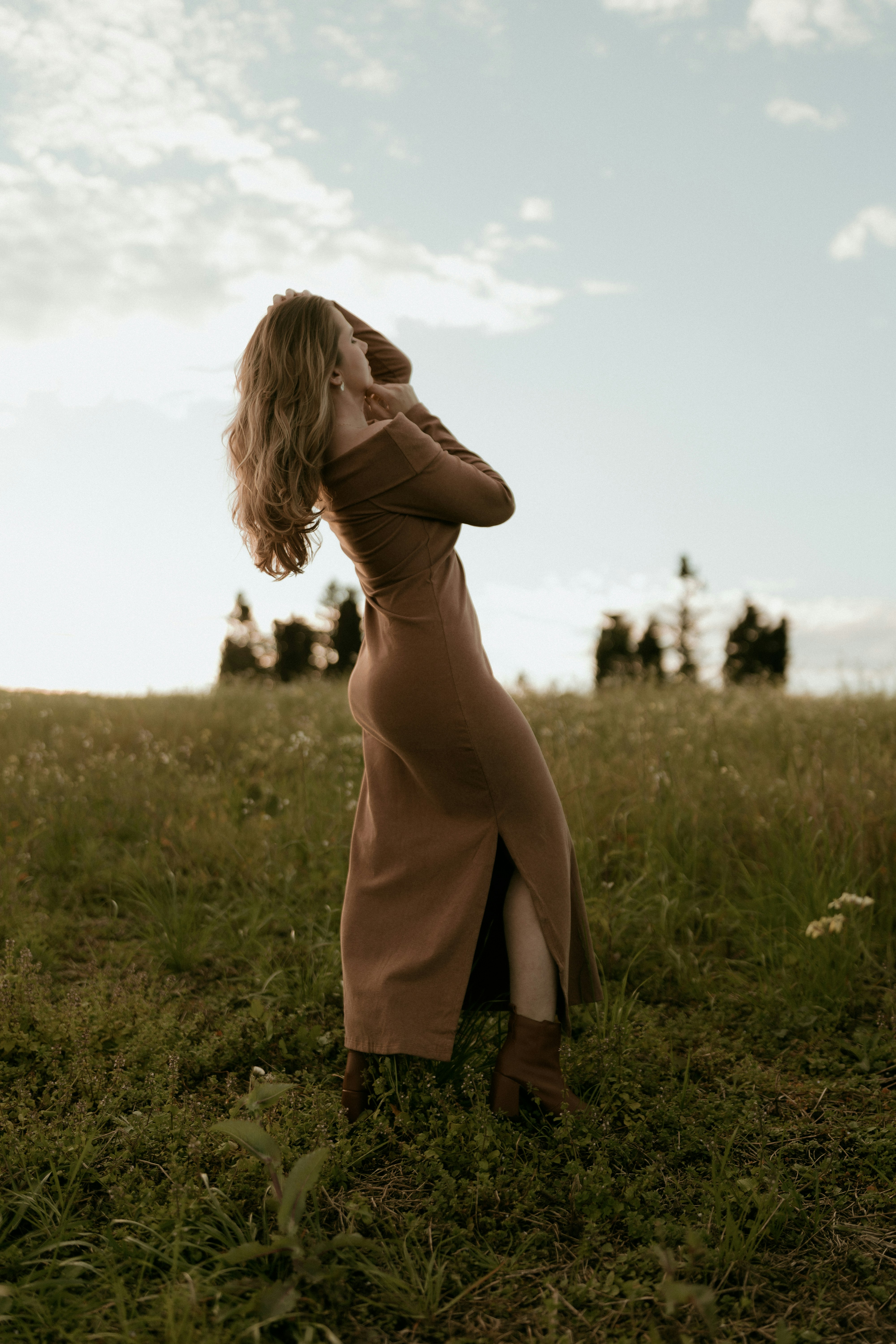 Fine-knit column maxi, camel